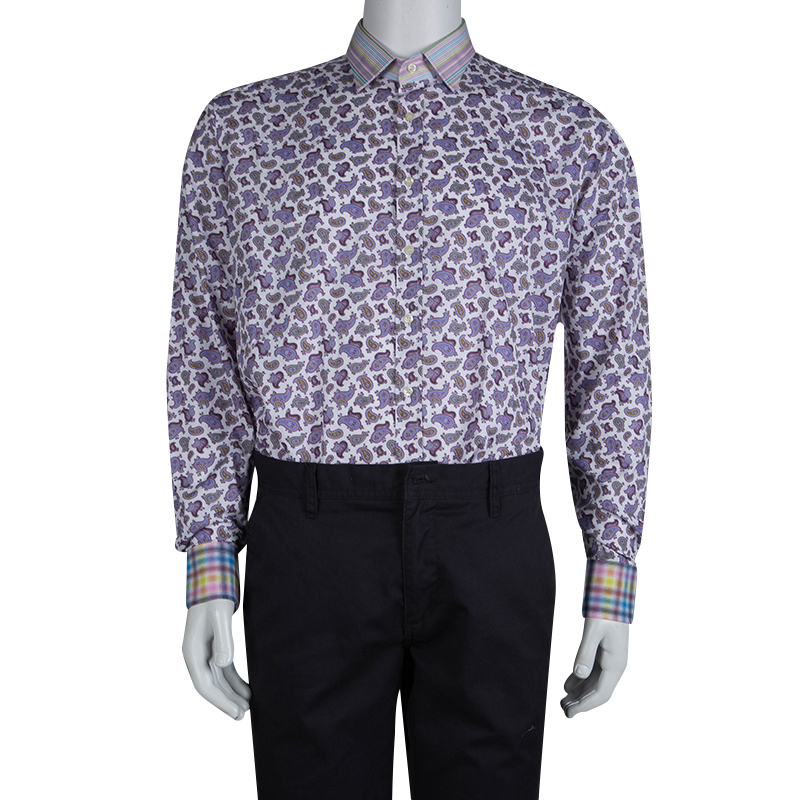 

Etro Paisley Printed Long Sleeve Buttondown Cotton Shirt, Multicolor
