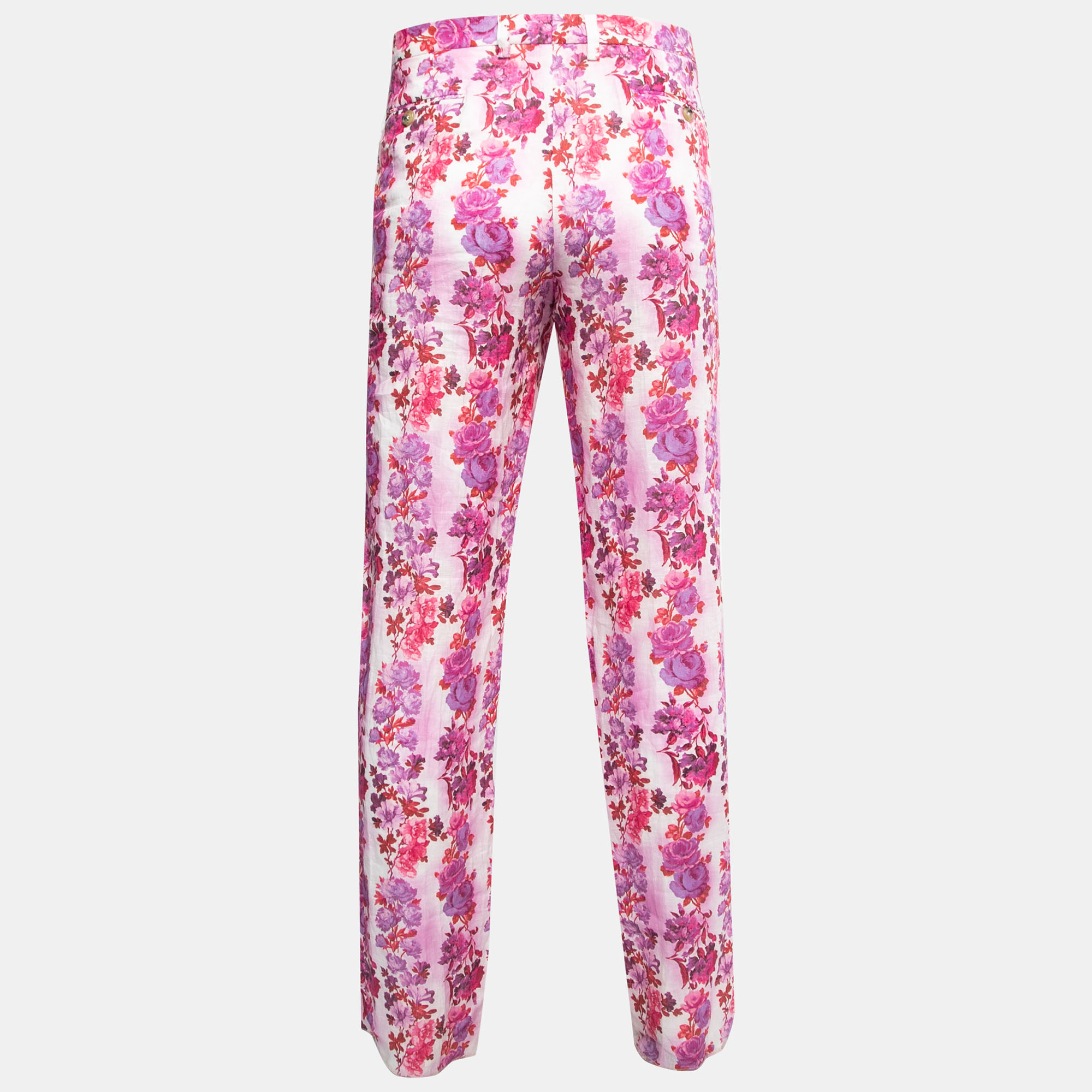 

Etro Pink Floral Print Linen Trousers