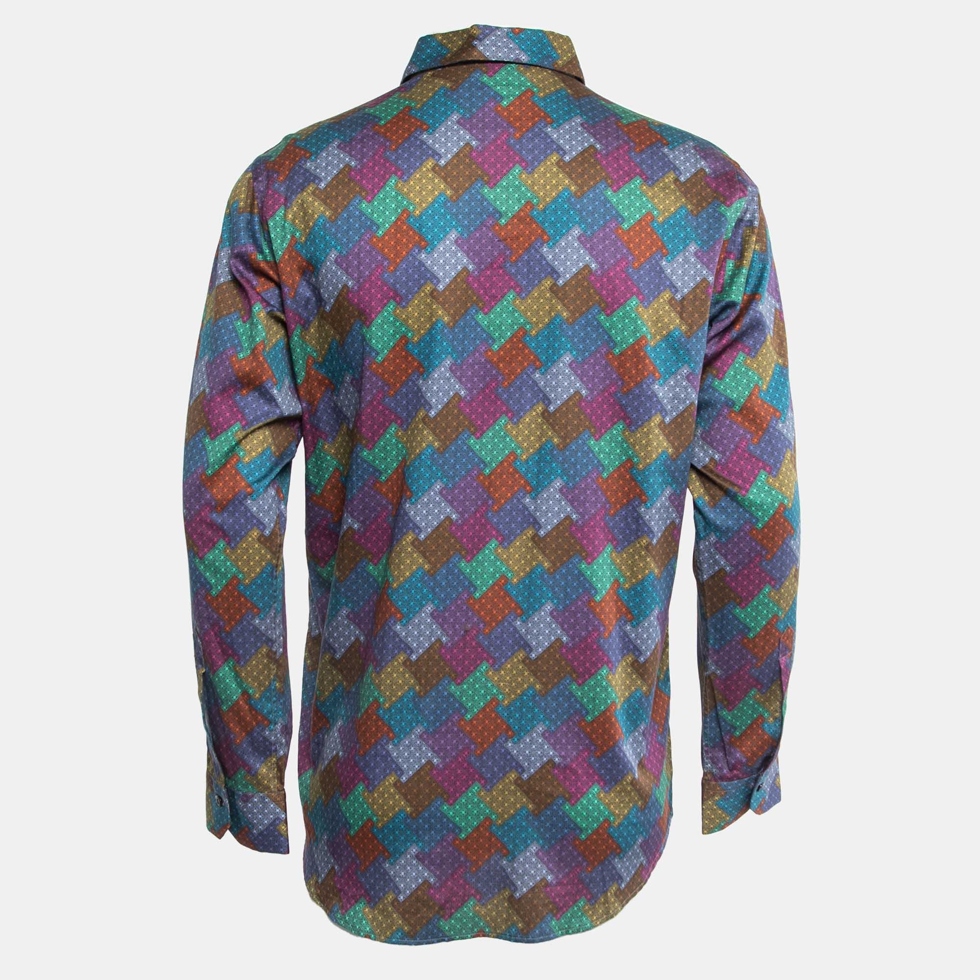 

Etro Multicolor Printed Cotton Long Sleeve Button Front Shirt
