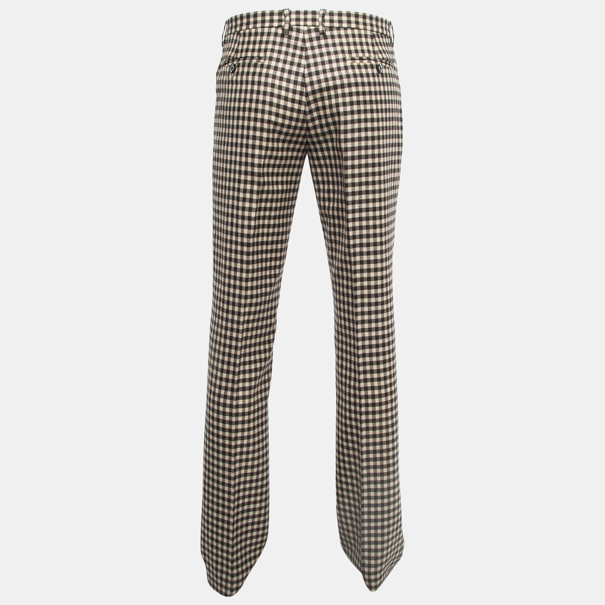 

Etro Brown Checked Wool Tailored Trousers