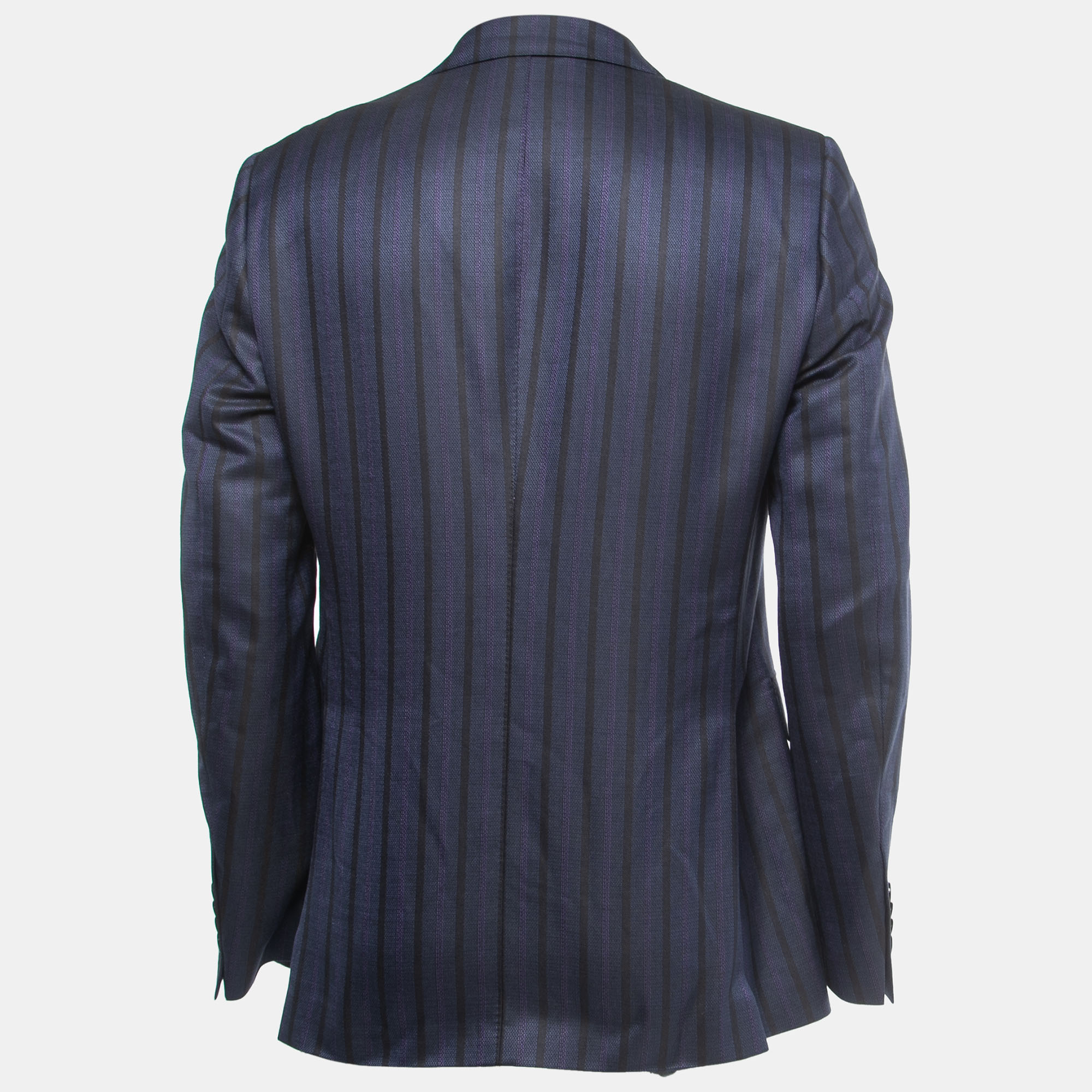 

Etro Navy Blue Striped Wool Blend Single Breasted Blazer