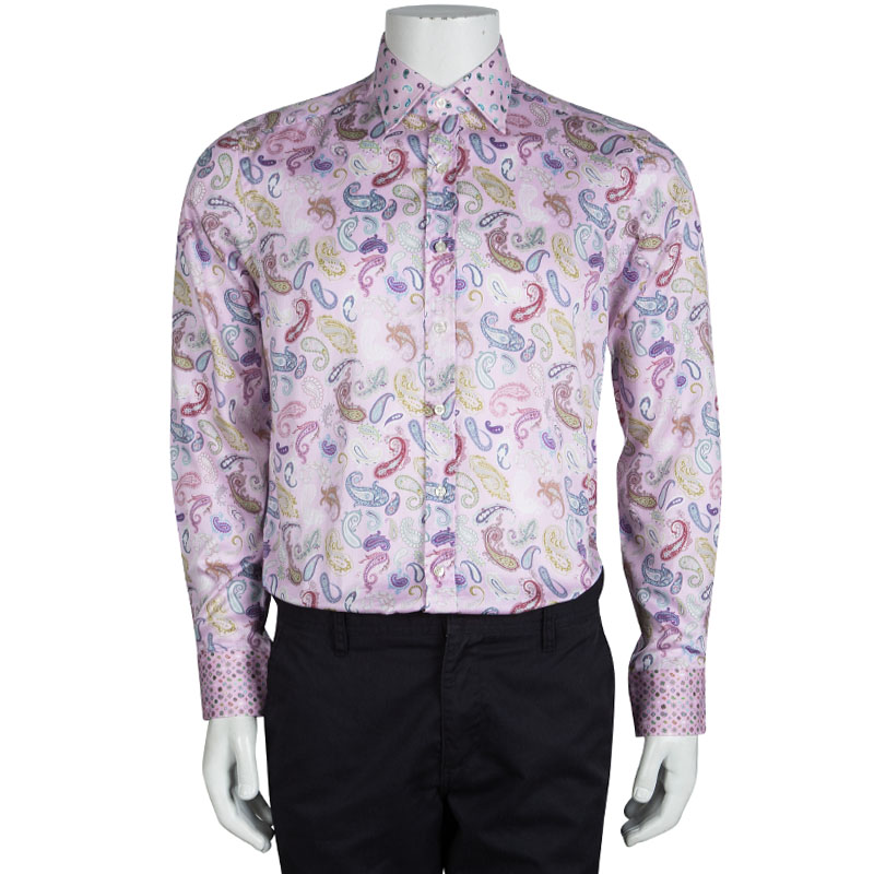 

Etro Pink Cotton Paisley Printed Long Sleeve Button Front Shirt