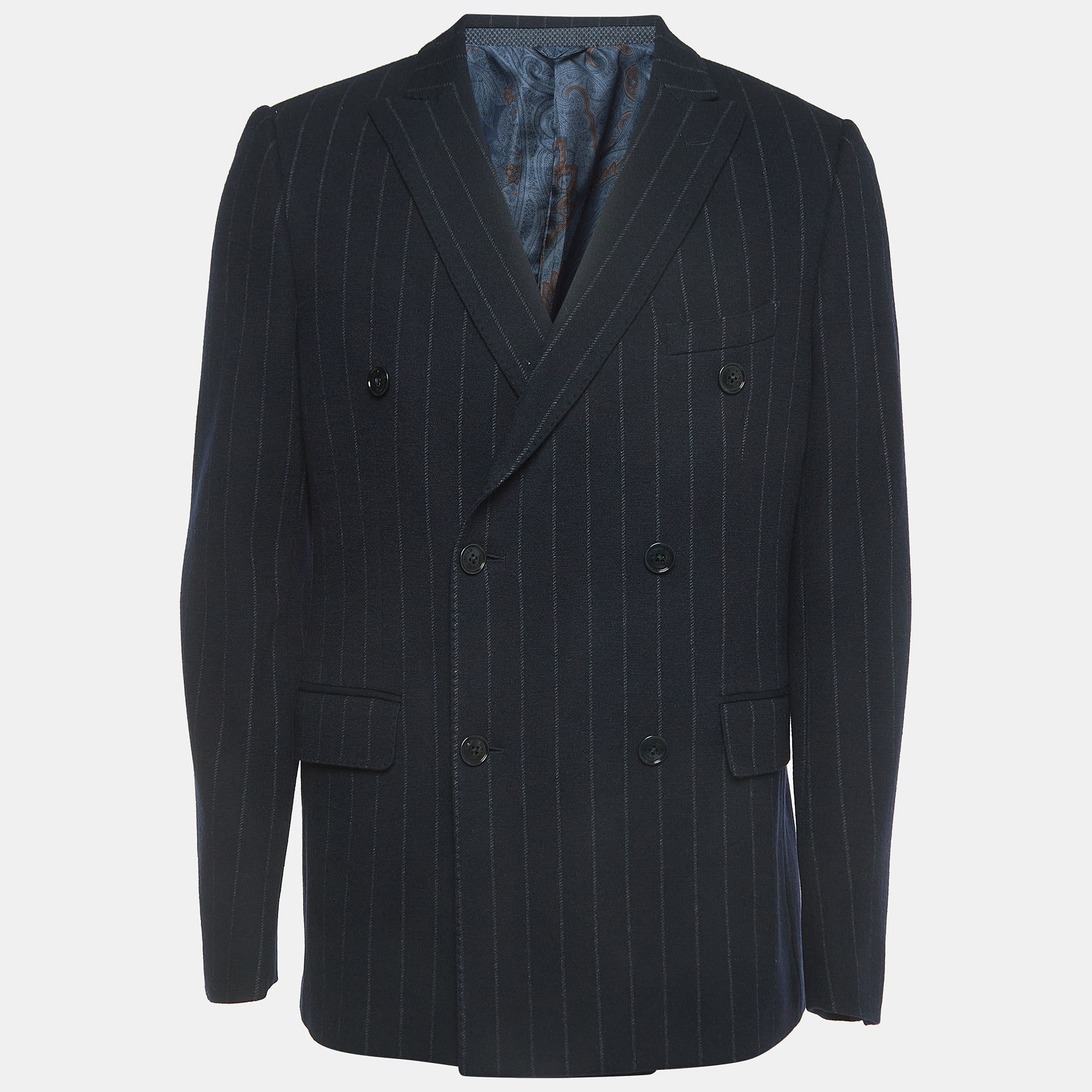 

Etro Navy Blue Striped Patterned Wool Blend Double Breasted Blazer