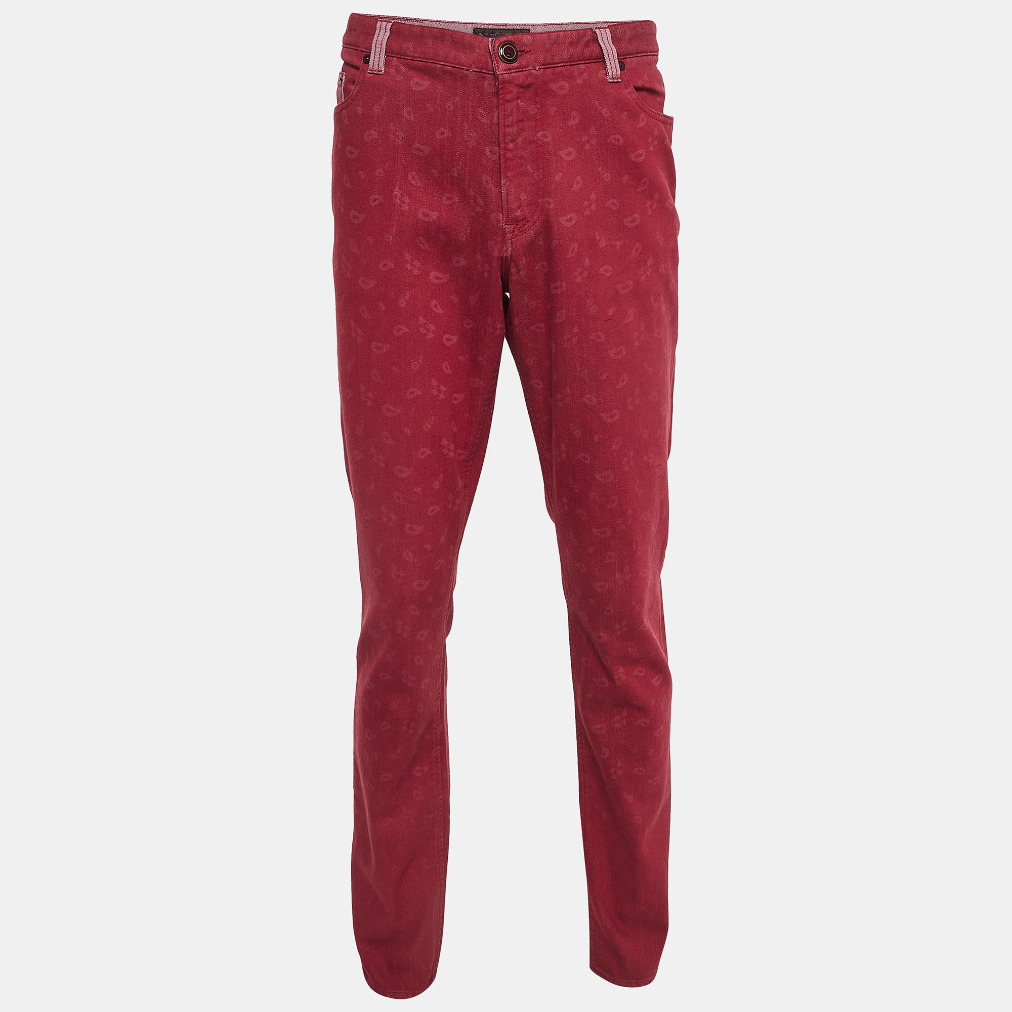 

Etro Red Paisley Patterned Denim Jeans  Waist 38