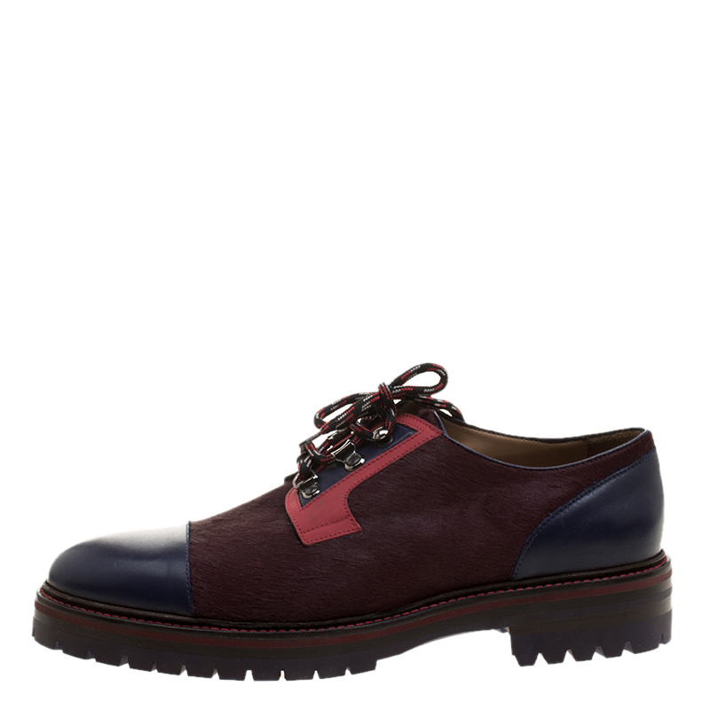 

Etro Multicolor Leather and Calfhair Oxfords Size