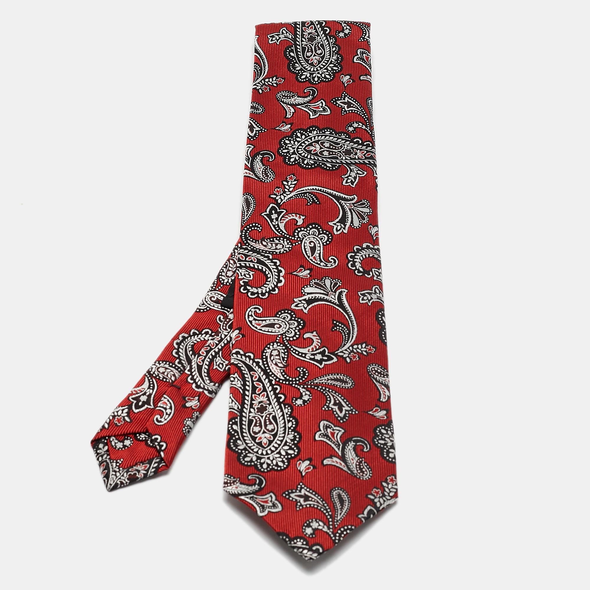 

Etro Red Paisley Jacquard Silk Classic Tie