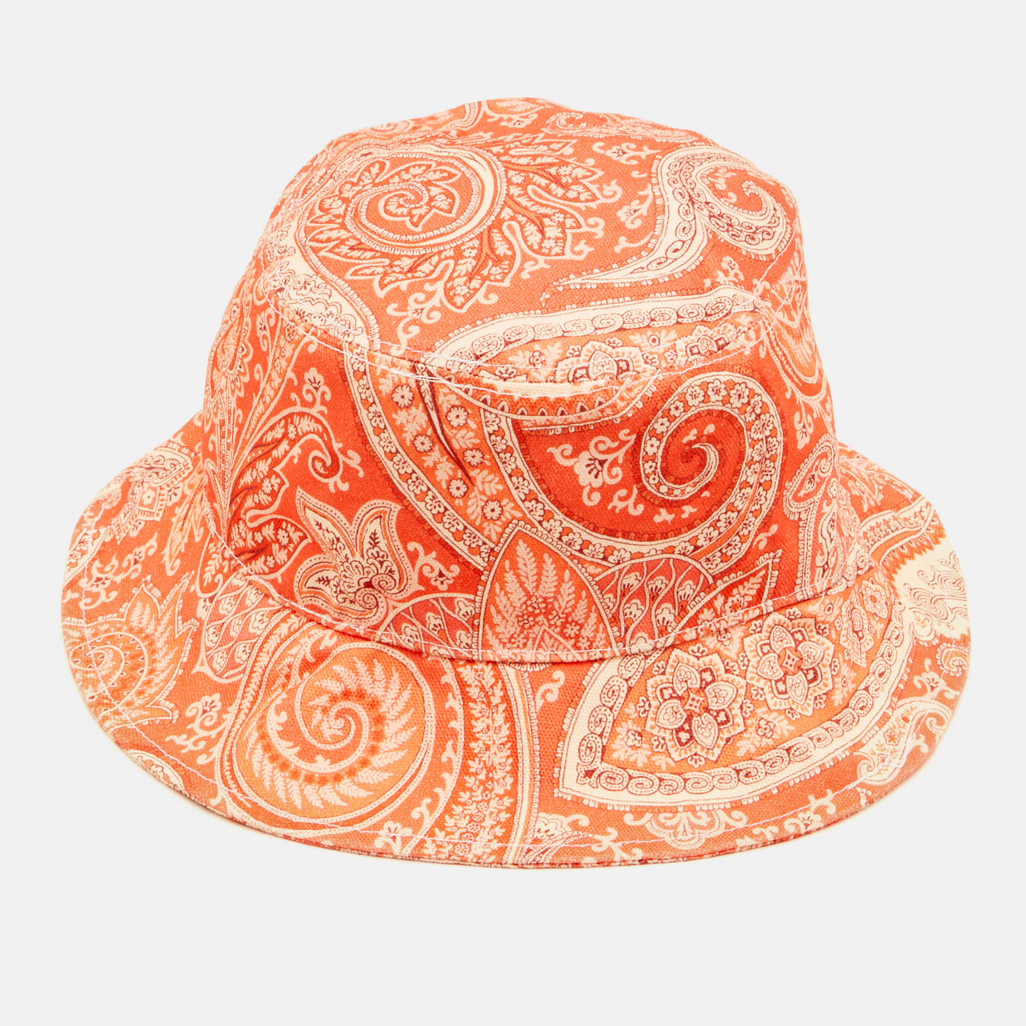 

Etro Orange Paisley Print Canvas Bucket Hat