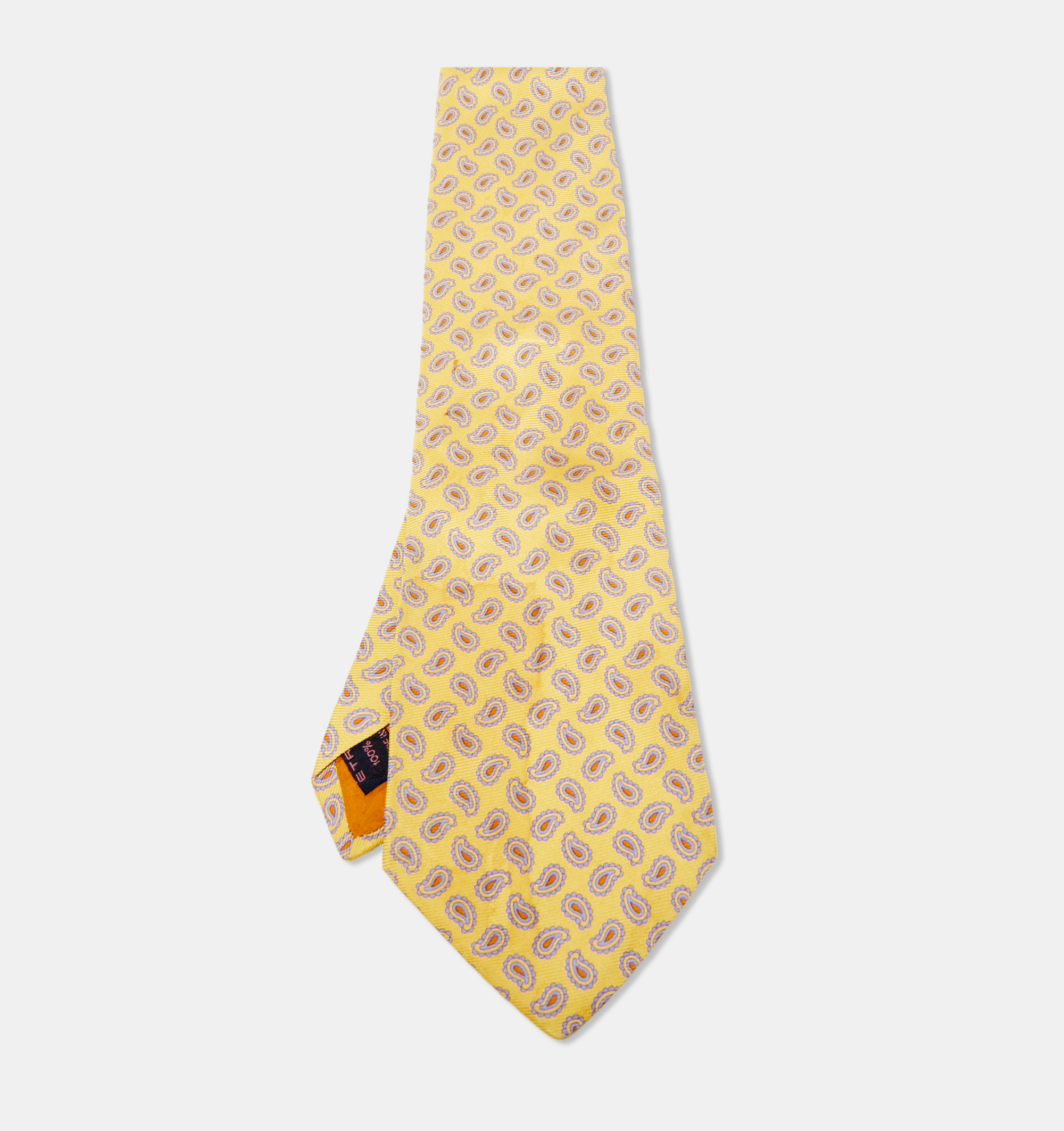 

Etro Yellow Paisley Print Silk Traditional Tie