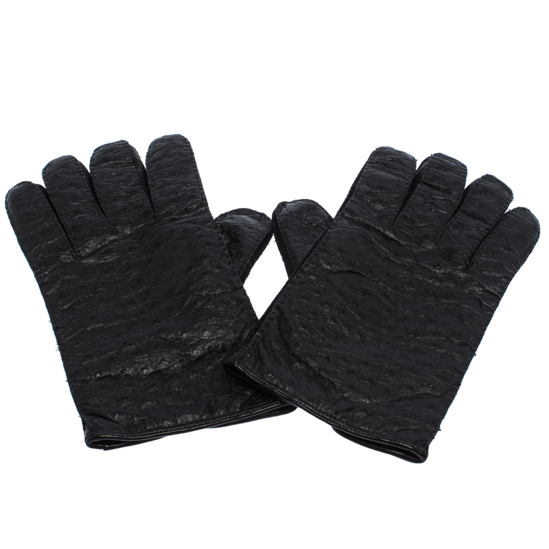 

Etro Black Ostrich Gloves