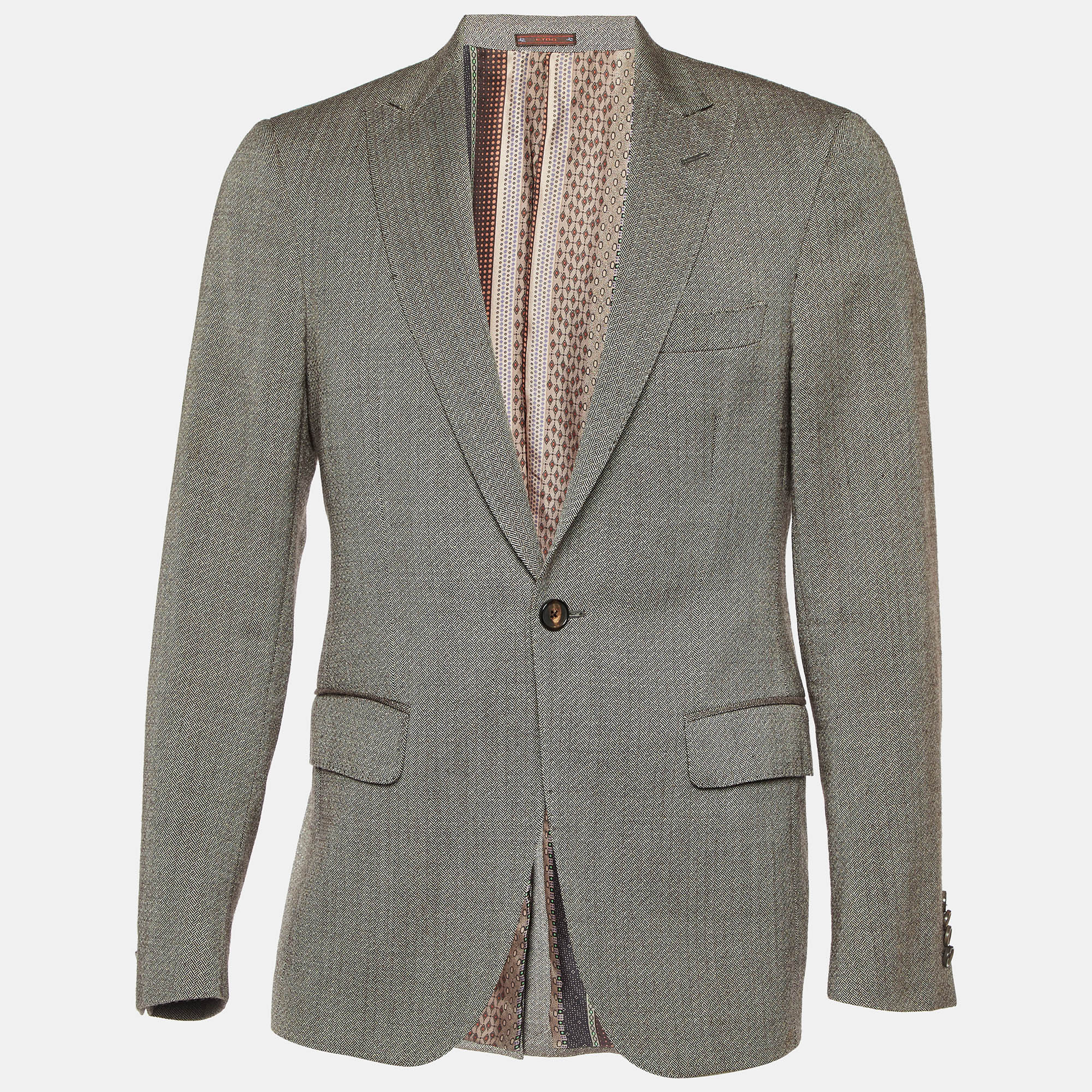 Pre-owned Etro Brown Wool Single Breasted Blazer M