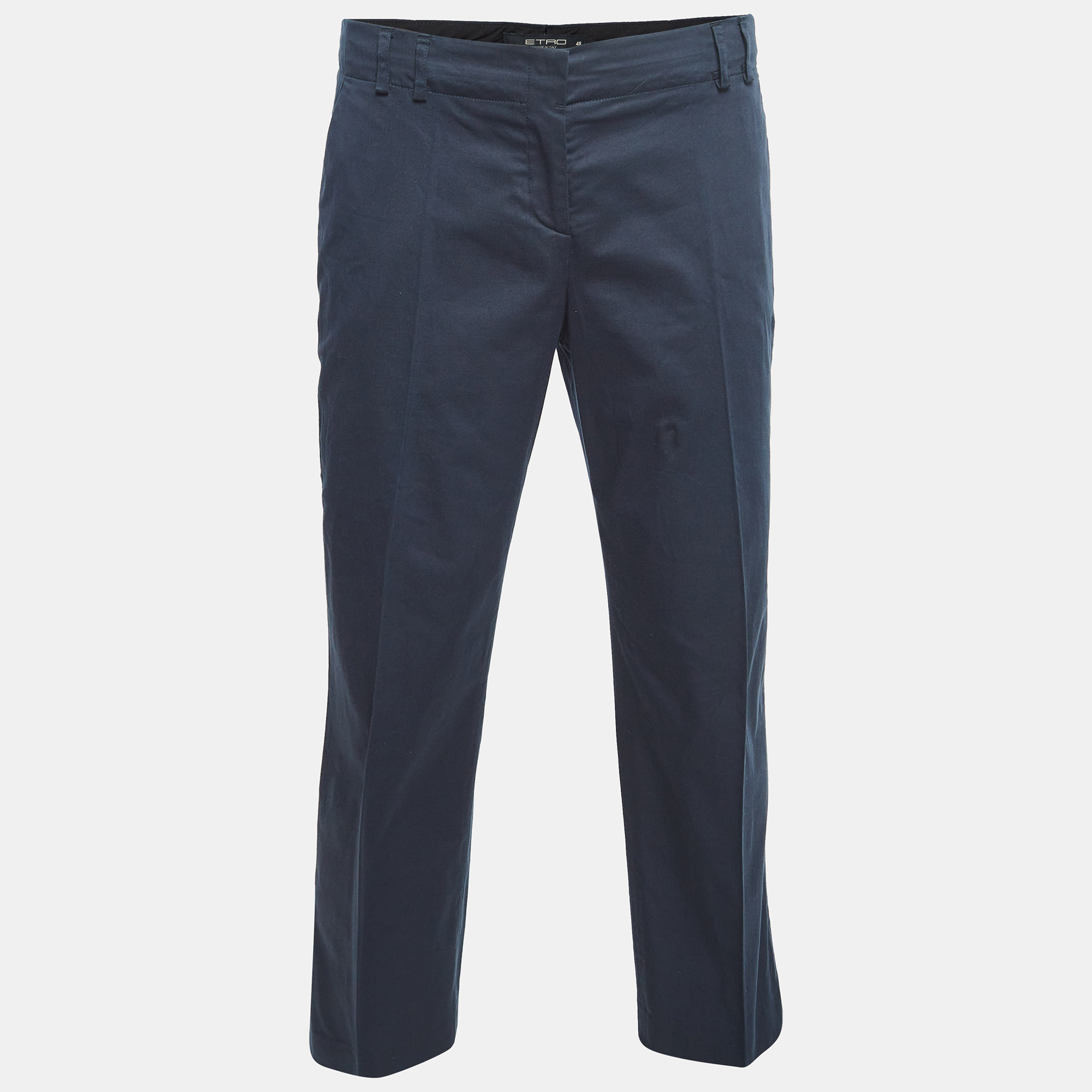 

Etro Navy Blue Cotton Tailored Pants M