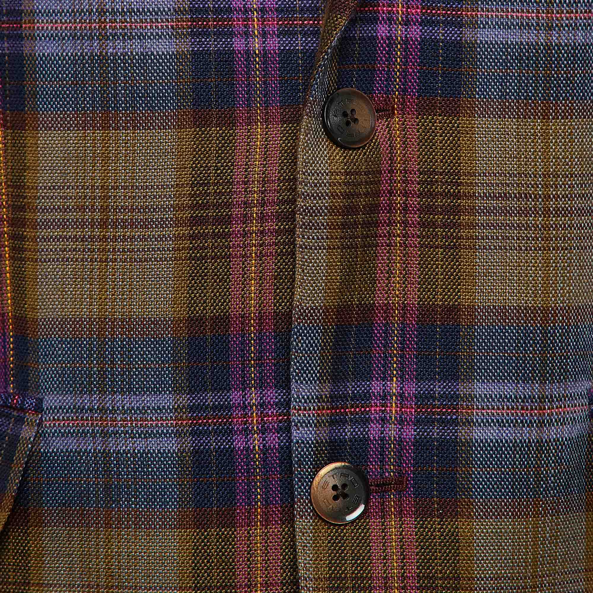 Etro Multicolor Plaid Linen Blend Blazer M 