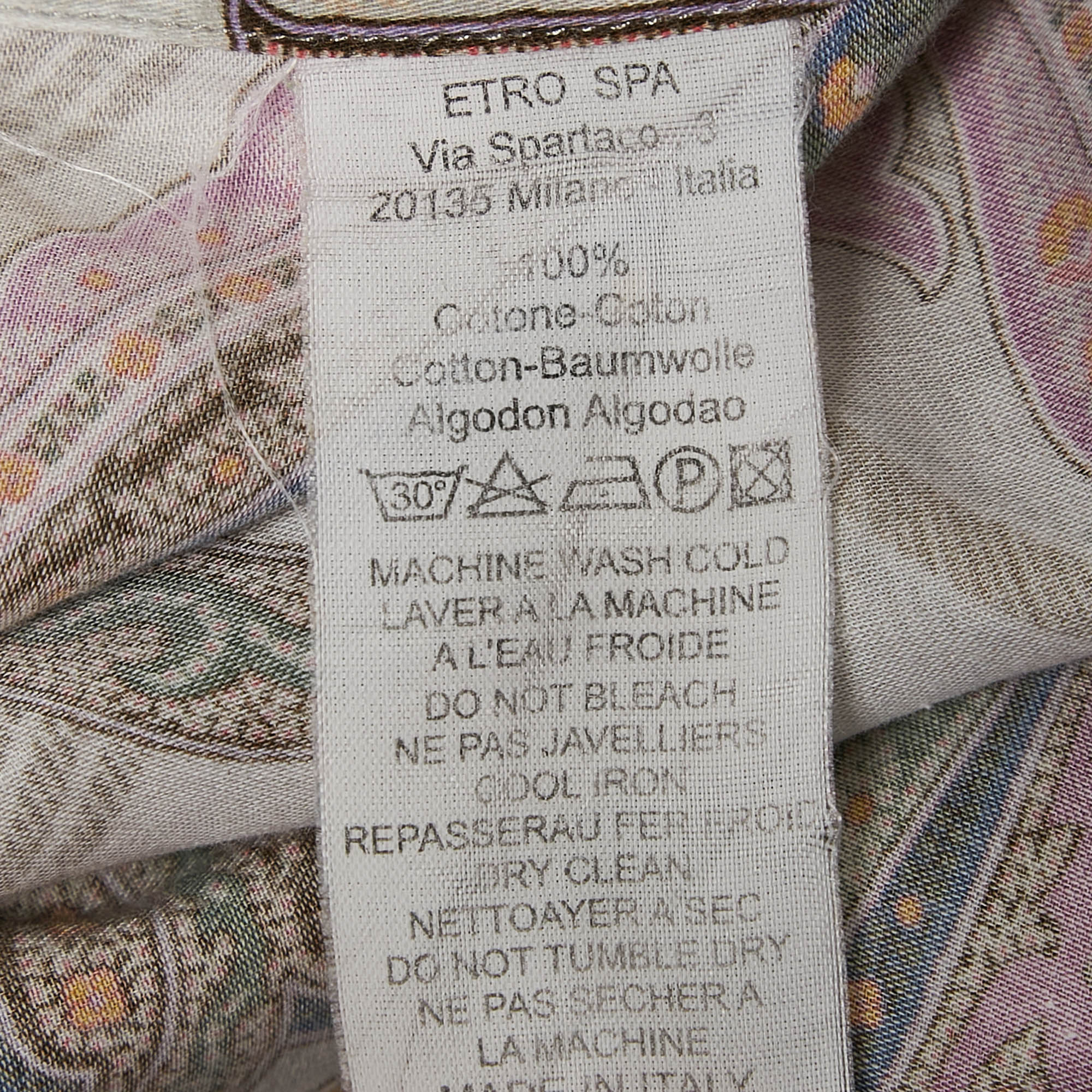 Etro Multicolor Paisley Print Button Front Shirt M 