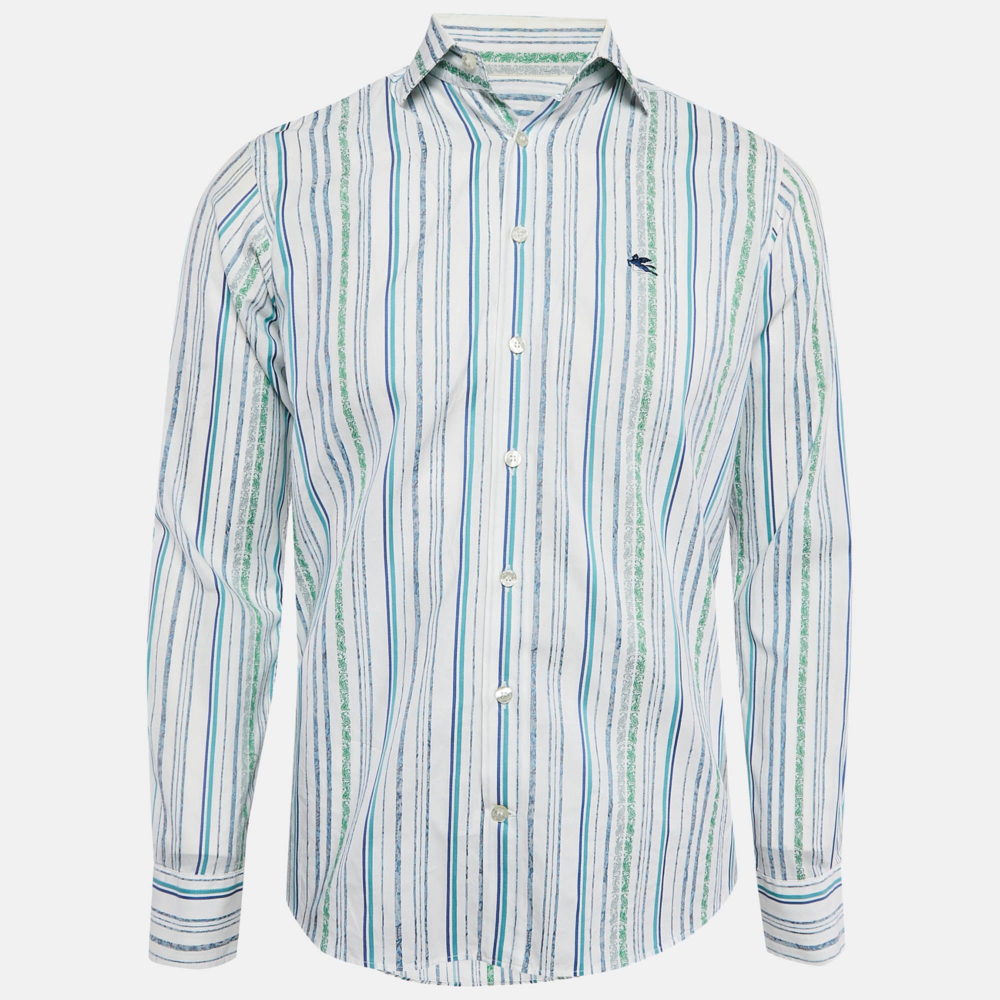 

Etro Multicolor Stripe Print Button Front Shirt S