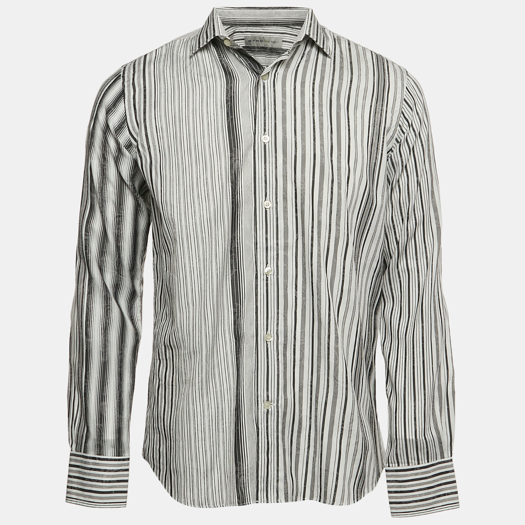 

Etro White Stripe Cotton Button Front Shirt M