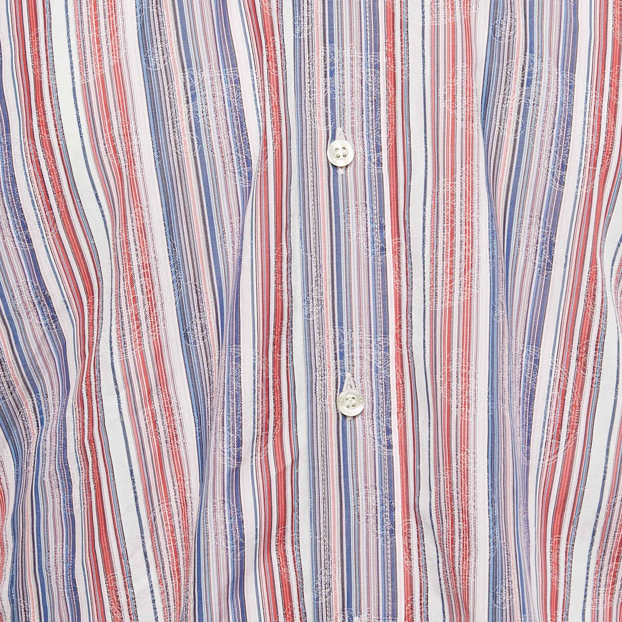Etro Multicolor Cotton Jacquard Button Front Shirt M 