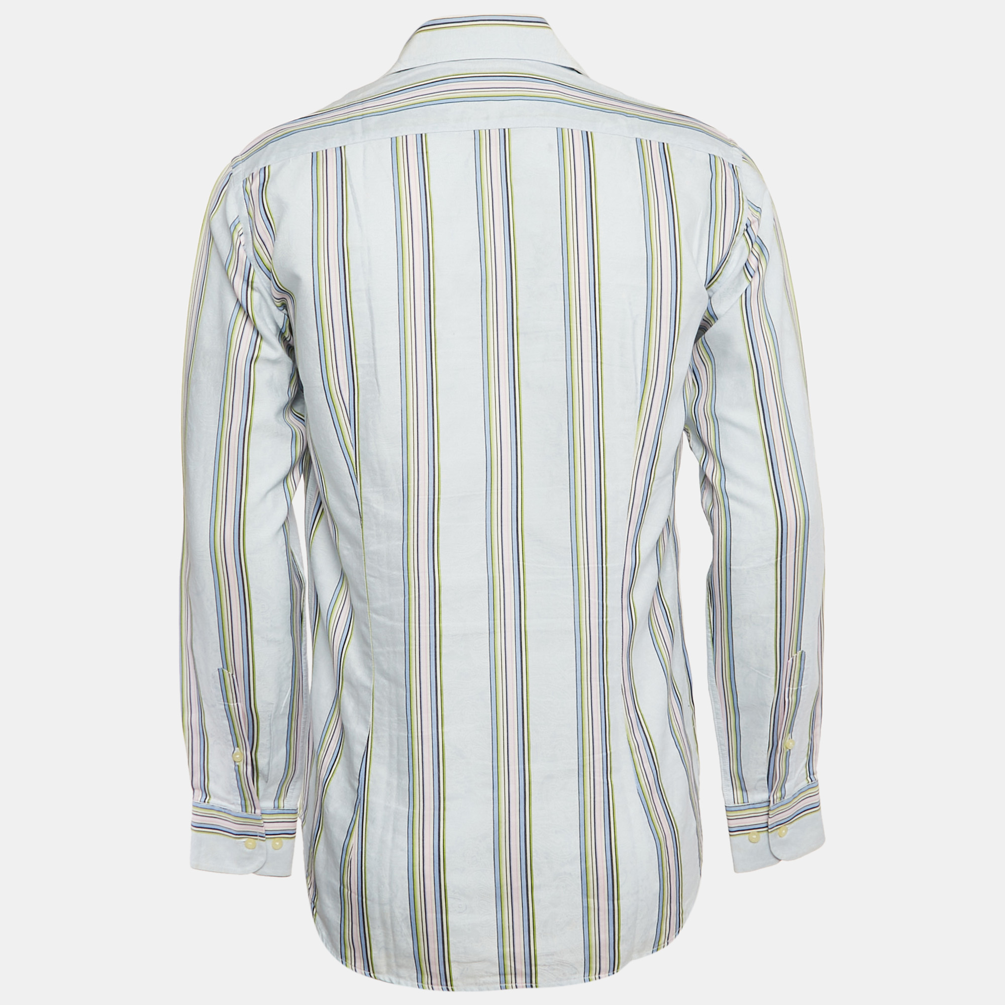 Etro Multicolor Stripe Jacquard Cotton Button Front Shirt M 