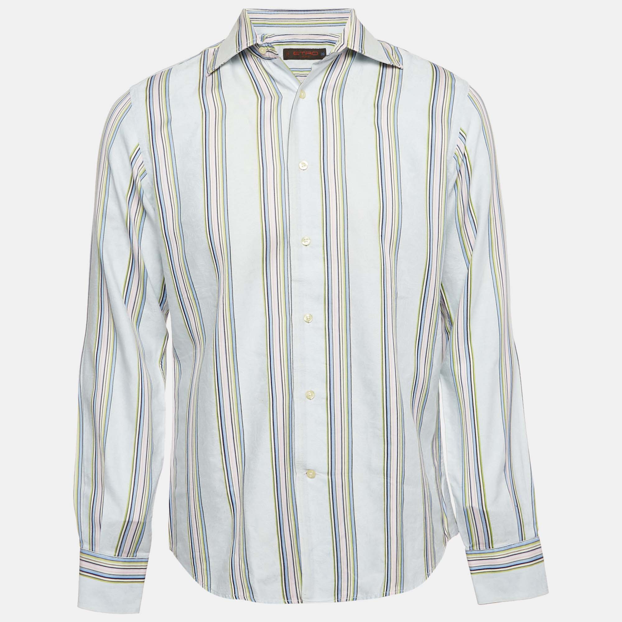 

Etro Multicolor Stripe Jacquard Cotton Button Front Shirt M