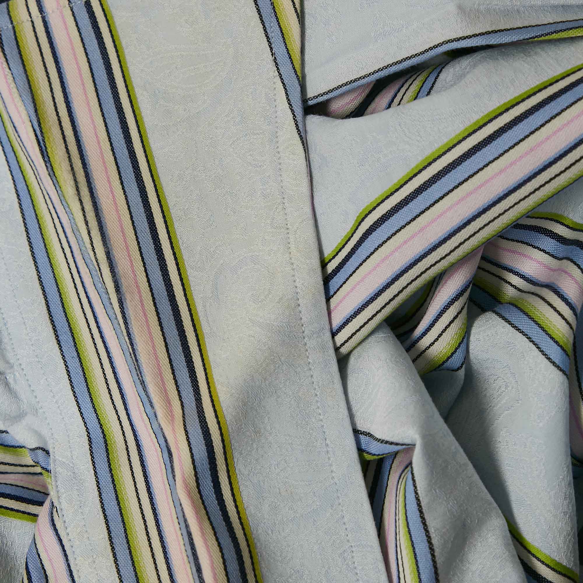 Etro Multicolor Stripe Jacquard Cotton Button Front Shirt M 