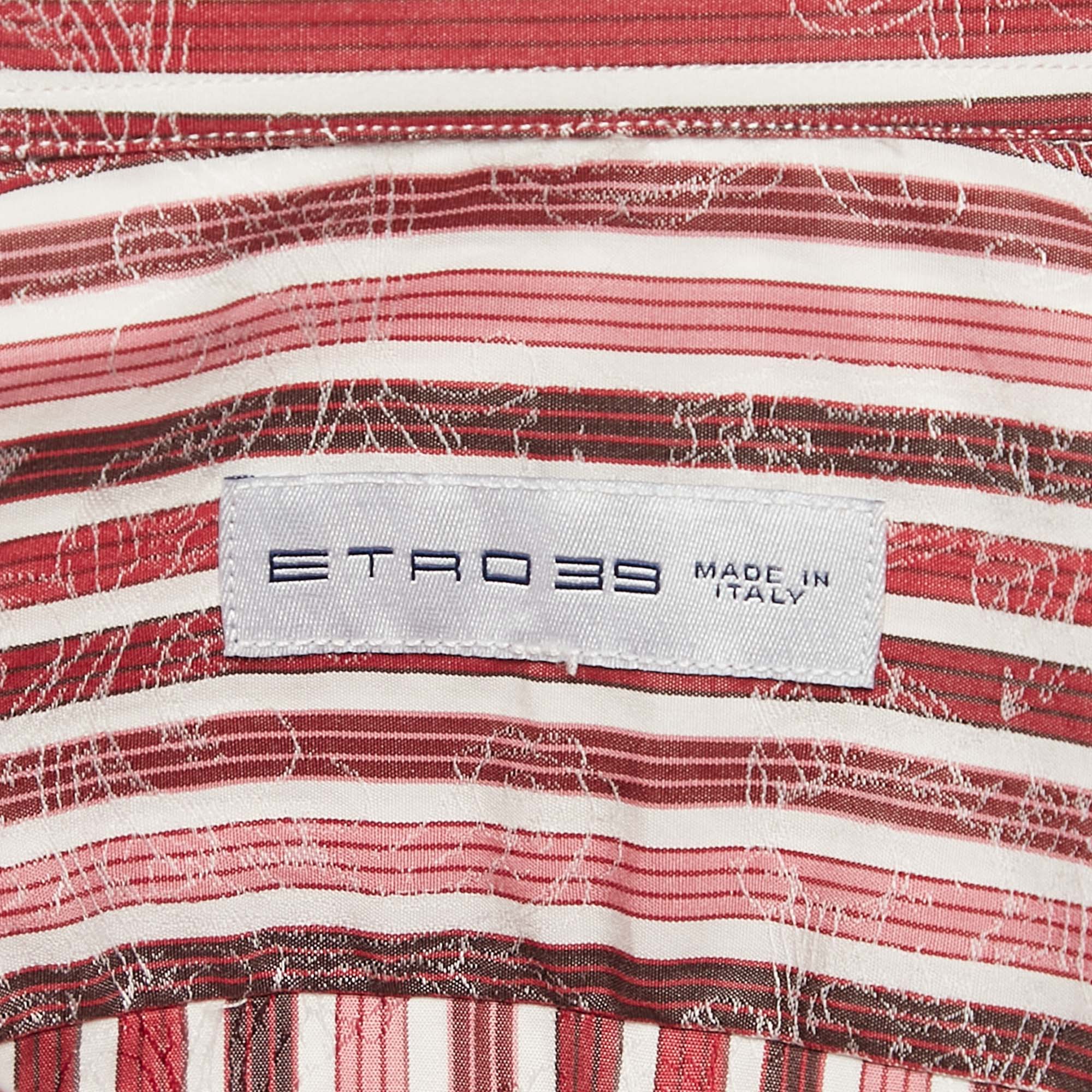 Etro Multicolor Stripe Jacquard Cotton Button Front Shirt M 