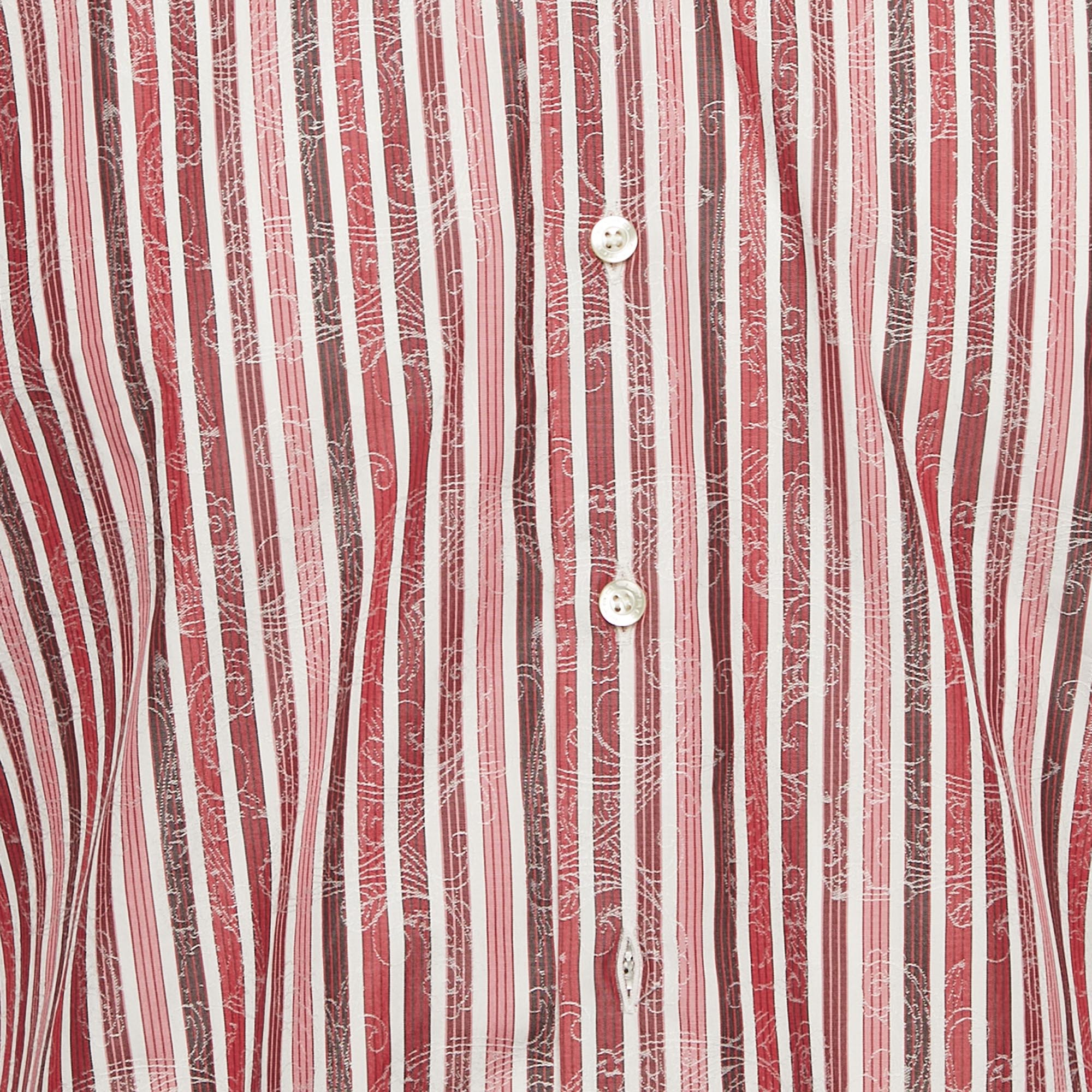 Etro Multicolor Stripe Jacquard Cotton Button Front Shirt M 