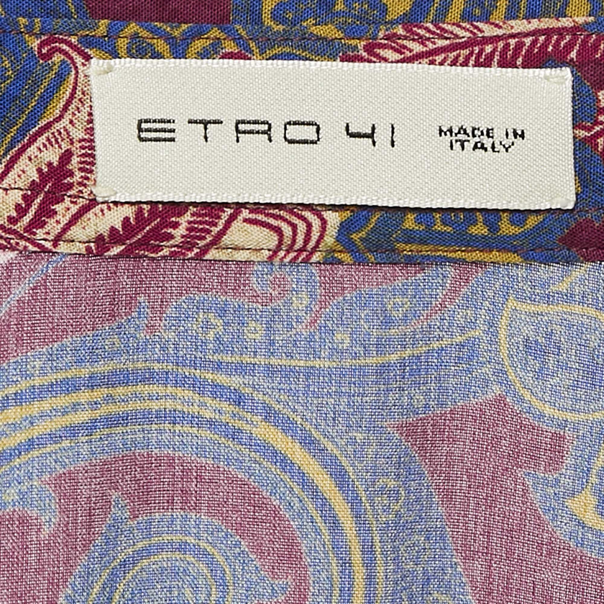 Etro Multicolor Printed Viscose Button Front Shirt L 