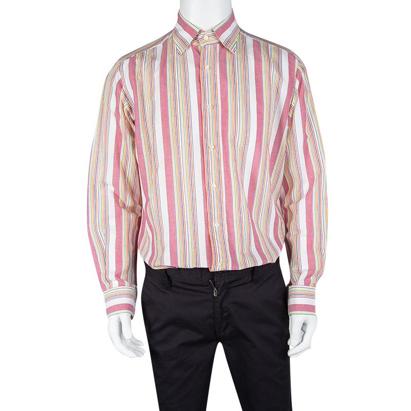 

Etro Multicolor Striped Cotton Button Front Shirt