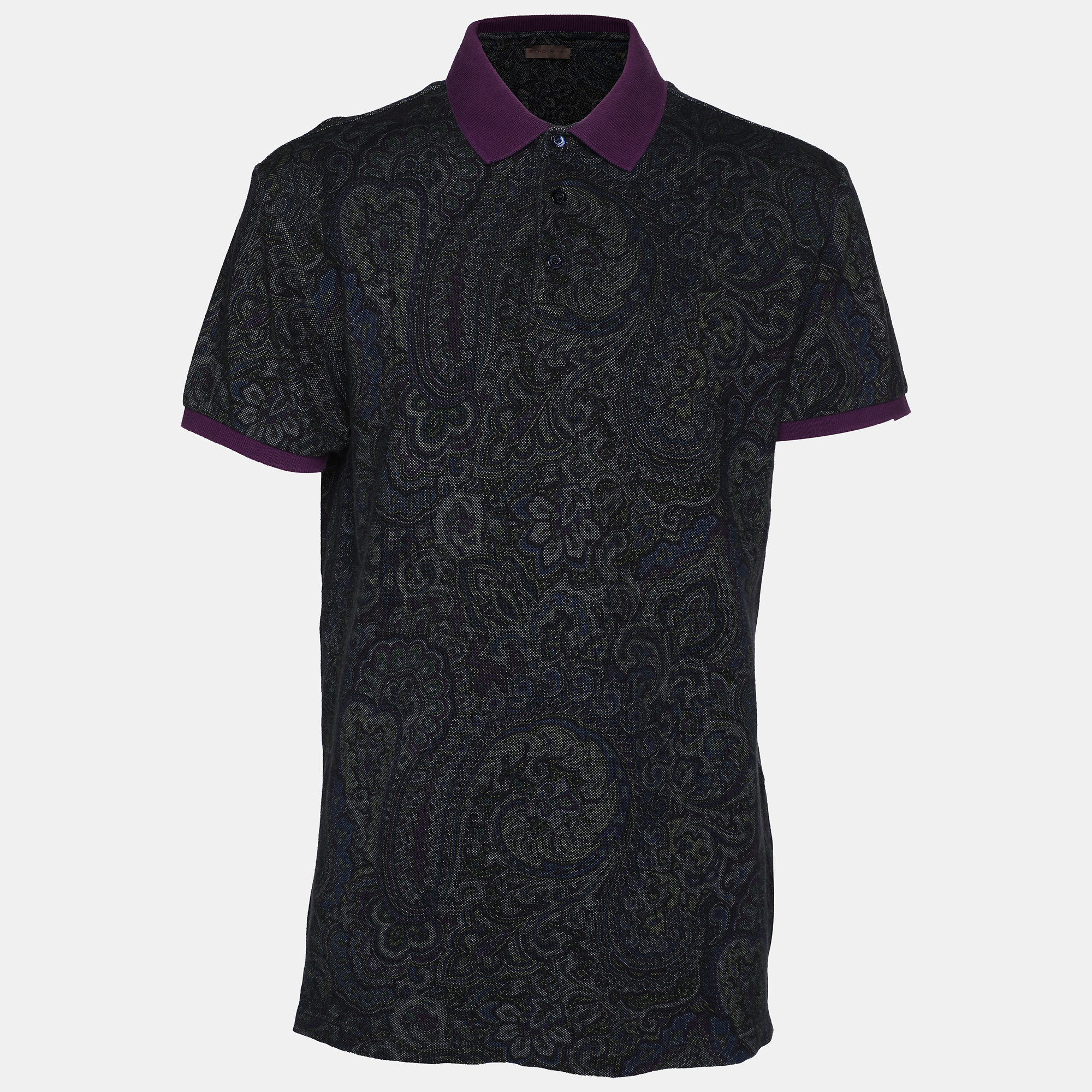 

Etro Multicolor Paisley Printed Cotton Knit Polo T-Shirt M