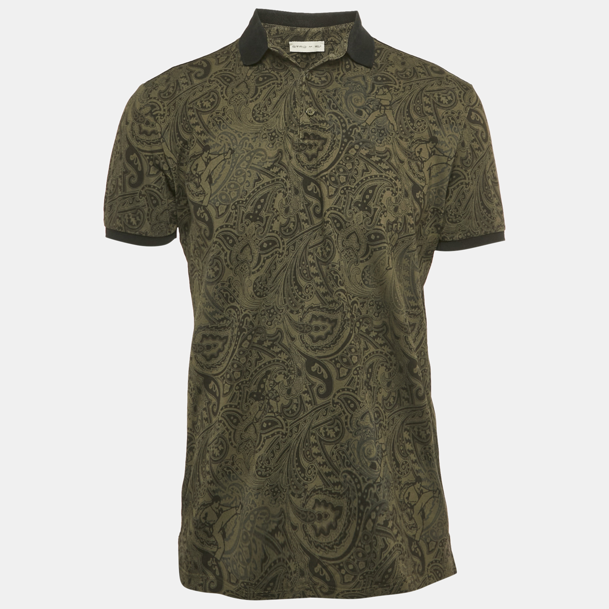 

Etro Green Paisley Print Pique Polo T-Shirt M