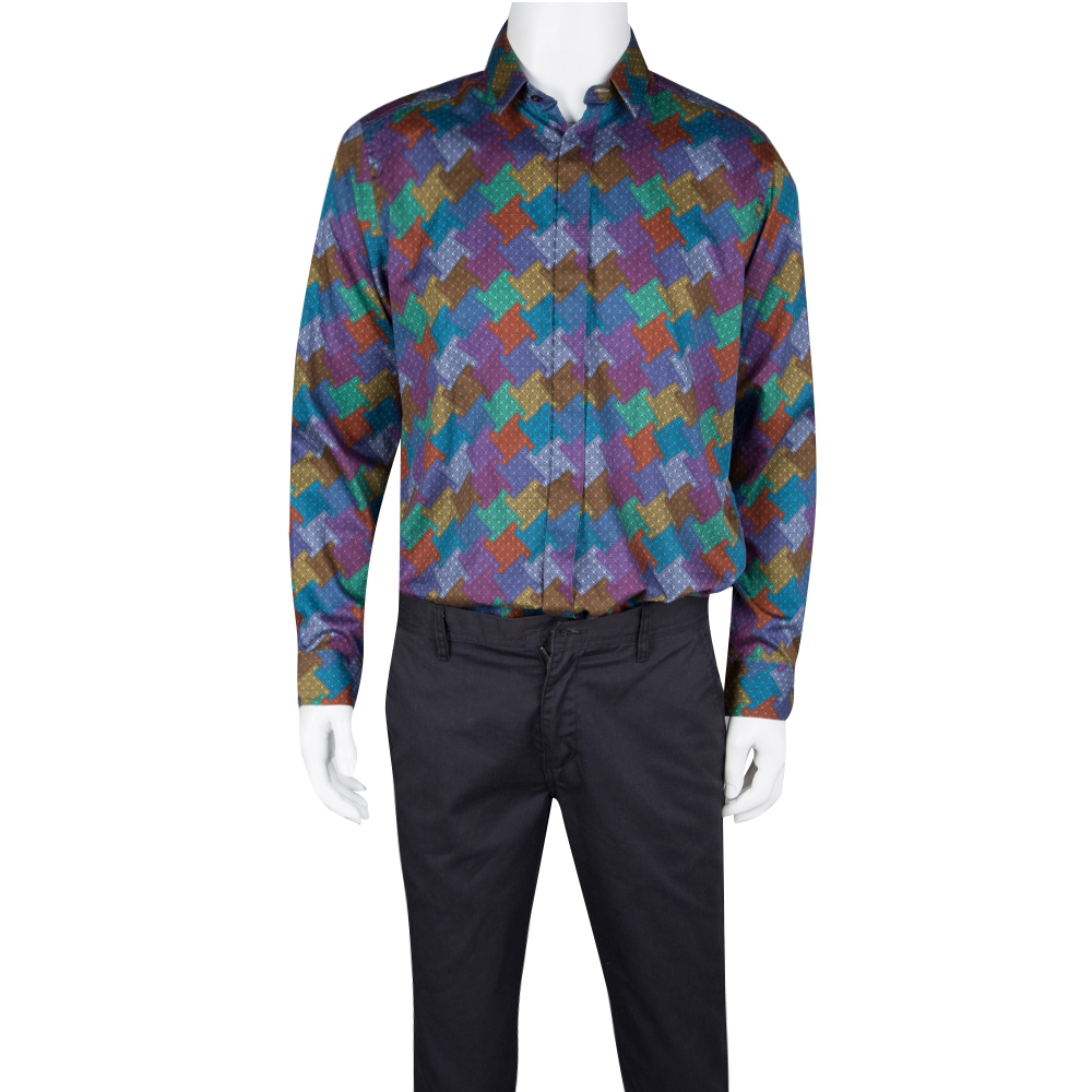 

Etro Multicolor Printed Cotton Long Sleeve Button Front Shirt
