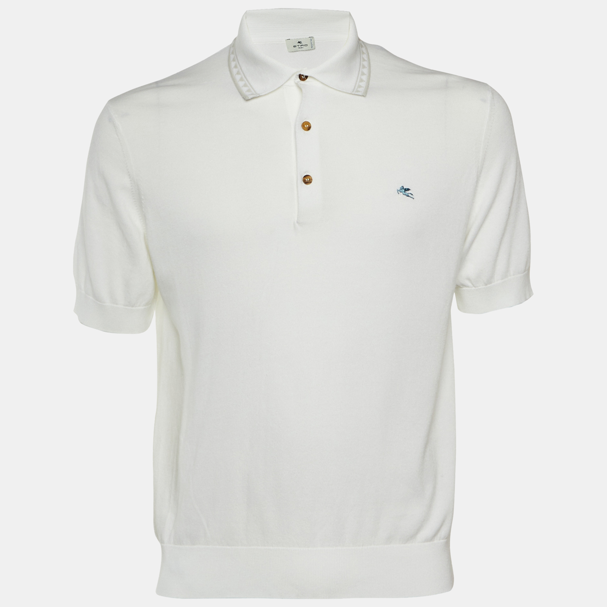 

Etro White Cotton Knit Polo T-Shirt S