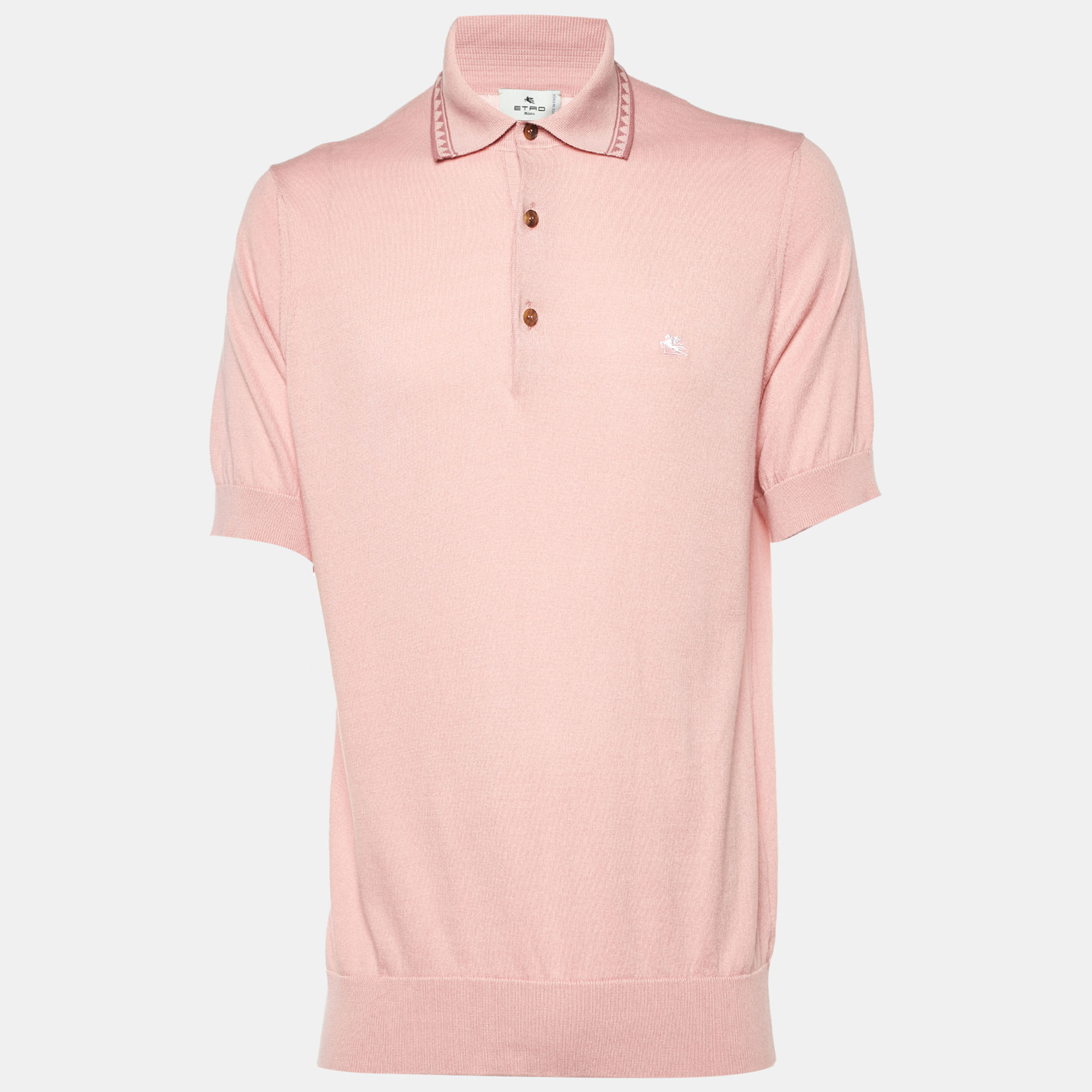 

Etro Pink Cotton Knit Polo T-Shirt S