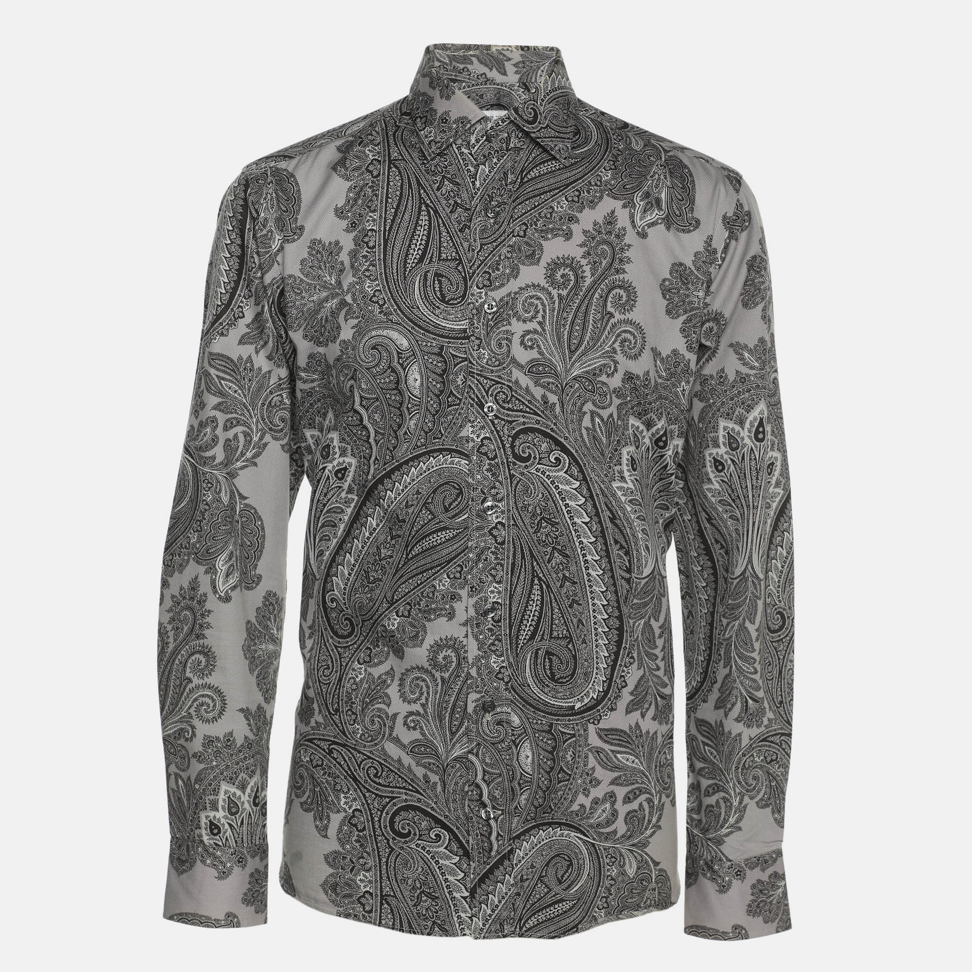 

Etro Grey Paisley Print Cotton Long Sleeve Shirt M
