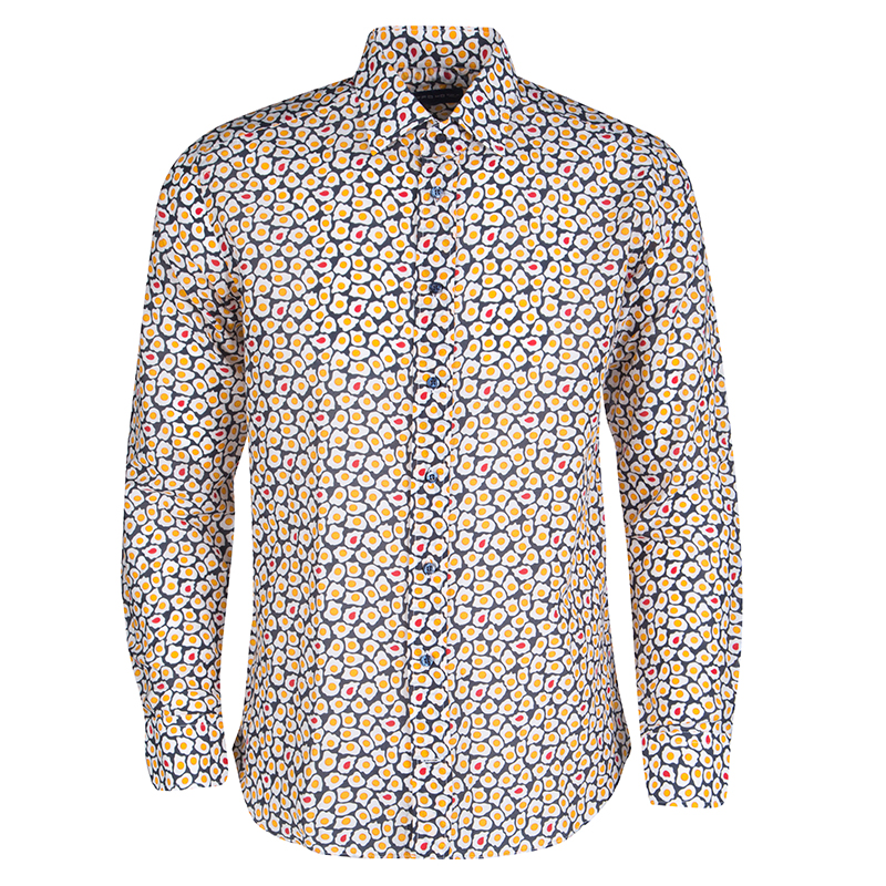 مملوكة مسبقًا Etro Multicolor Printed Cotton and Silk Blend Long Sleeve Button Front Shirt M