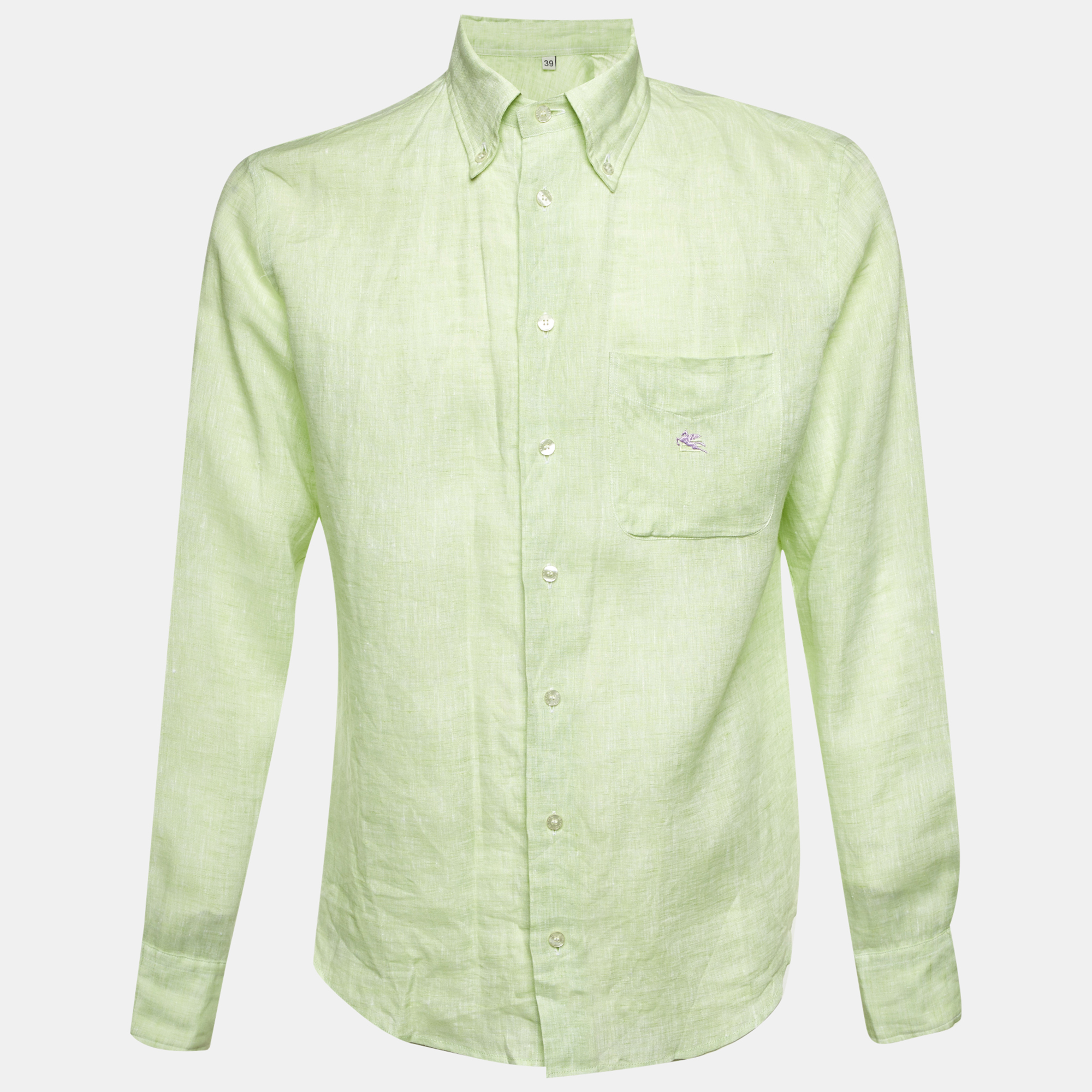 

Etro Lime Green Linen Button Down Shirt M