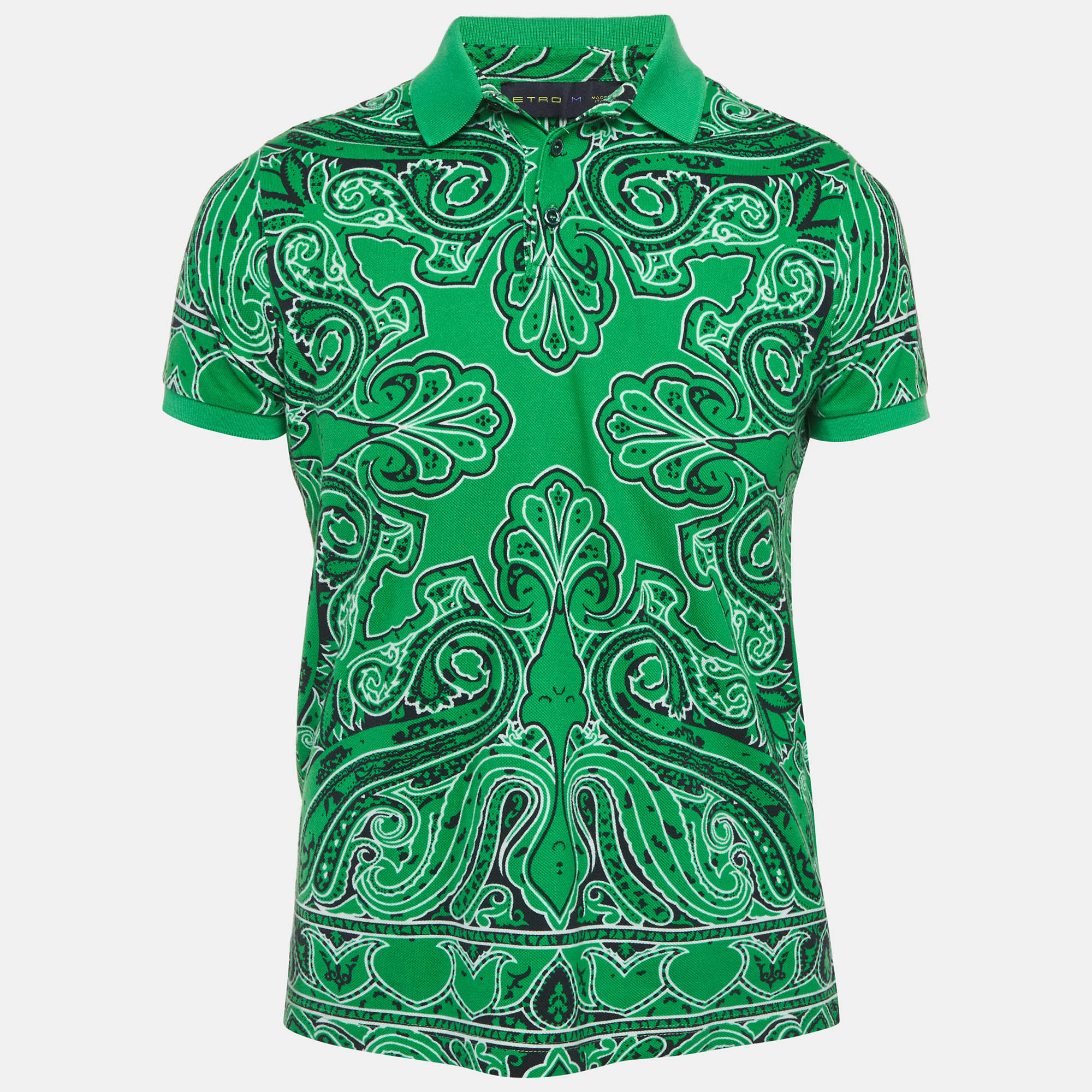 

Etro Green Paisley Print Pique Polo T-Shirt M