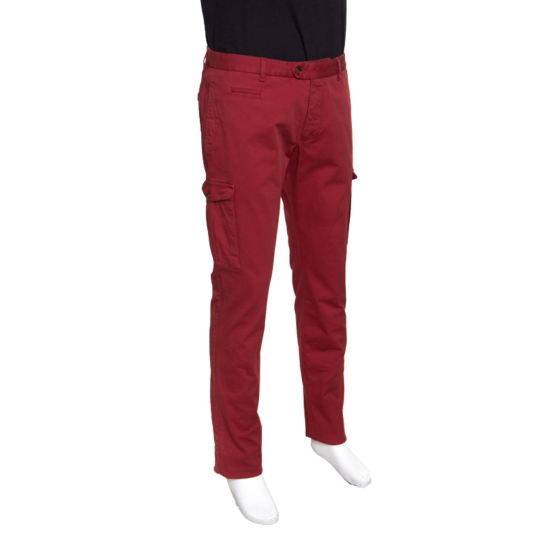 

Etro Red Cotton Slim Fit Overdyed Pants