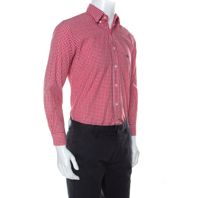 

Etro Red and White Gingham Check Cotton Button Down Shirt