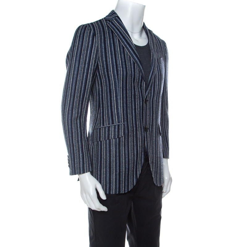 

Etro Blue Striped Wool Blend Blazer