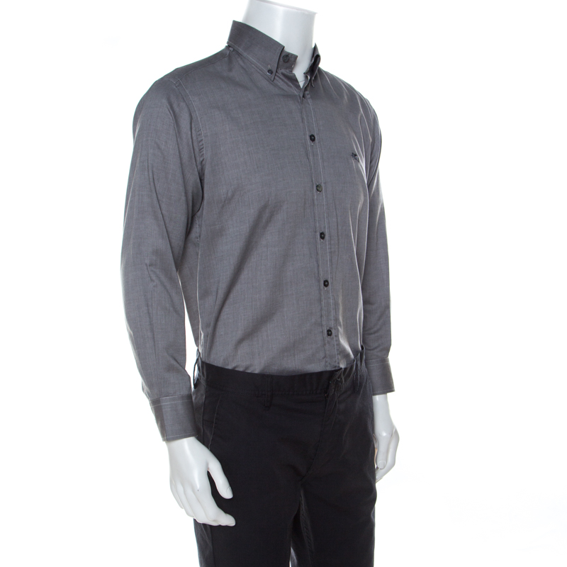 

Etro Grey Cotton Long Sleeve Button Front Shirt