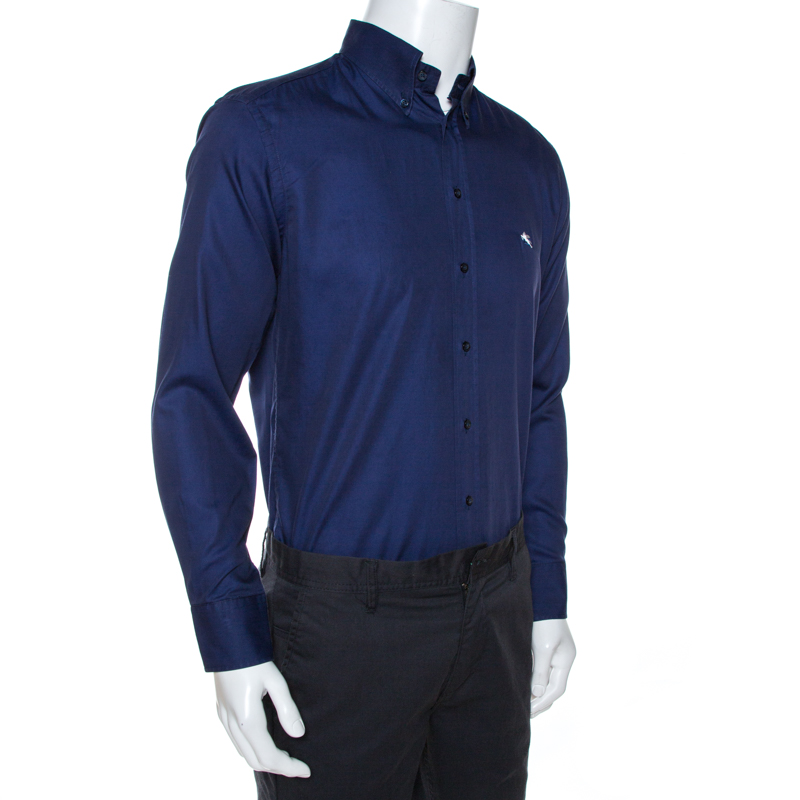 

Etro Navy Blue Cotton Long Sleeve Button Down Shirt