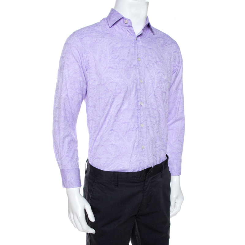 

Etro Lavender Paisley Jacquard Cotton Long Sleeve Shirt, Purple