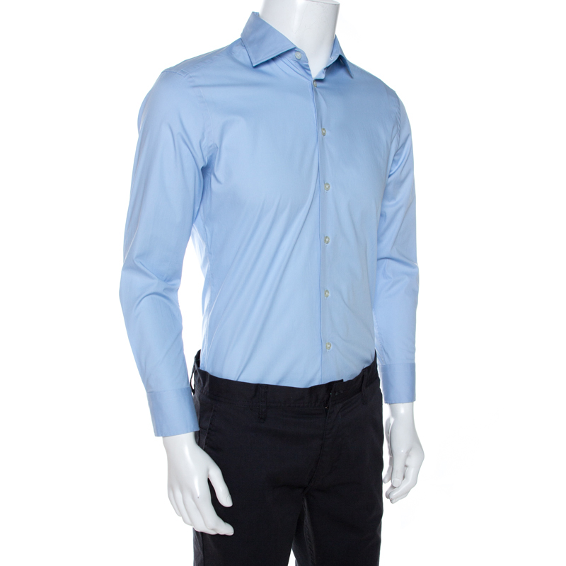 

Etro Light Blue Stretch Cotton Long Sleeve Shirt