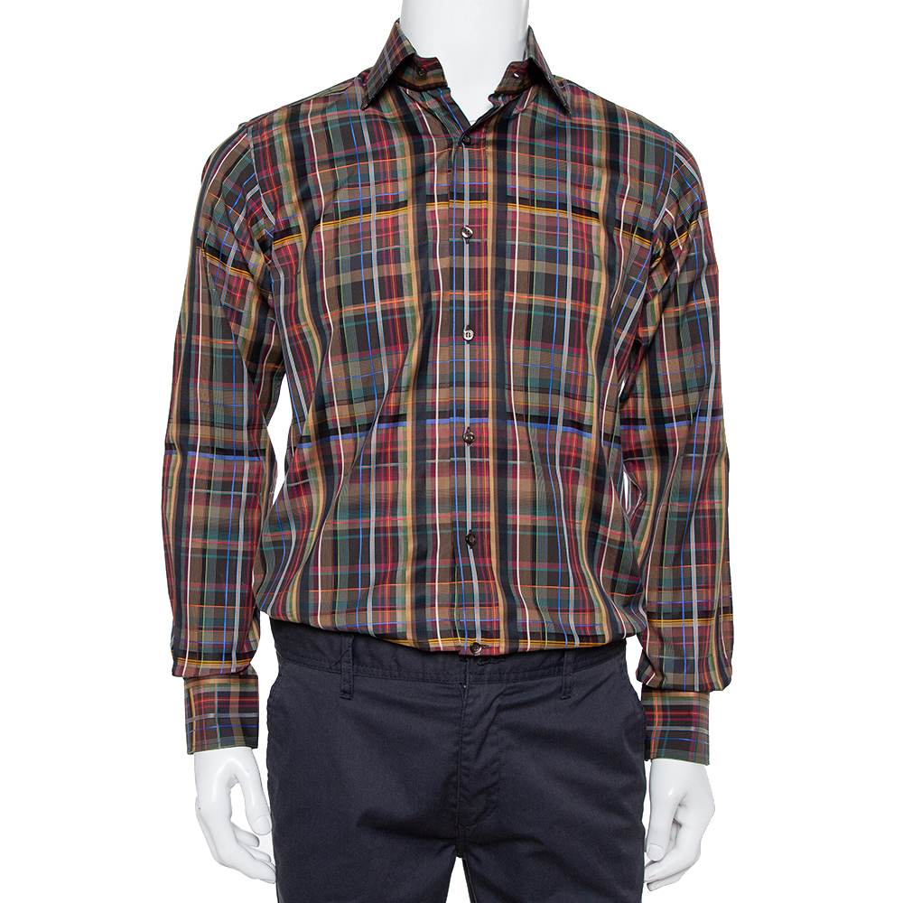 To complement your casual style Etro presents this multicolor shirt. This long sleeved shirt will ensure a comfortable wearing experience as it is cut from cotton. It has a simple collar long sleeves and full front button closure.