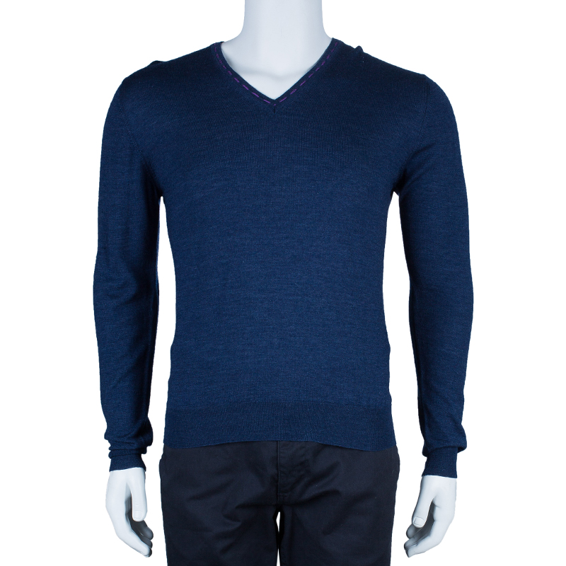 

Etro Men's Blue Knit V-Neck Sweater