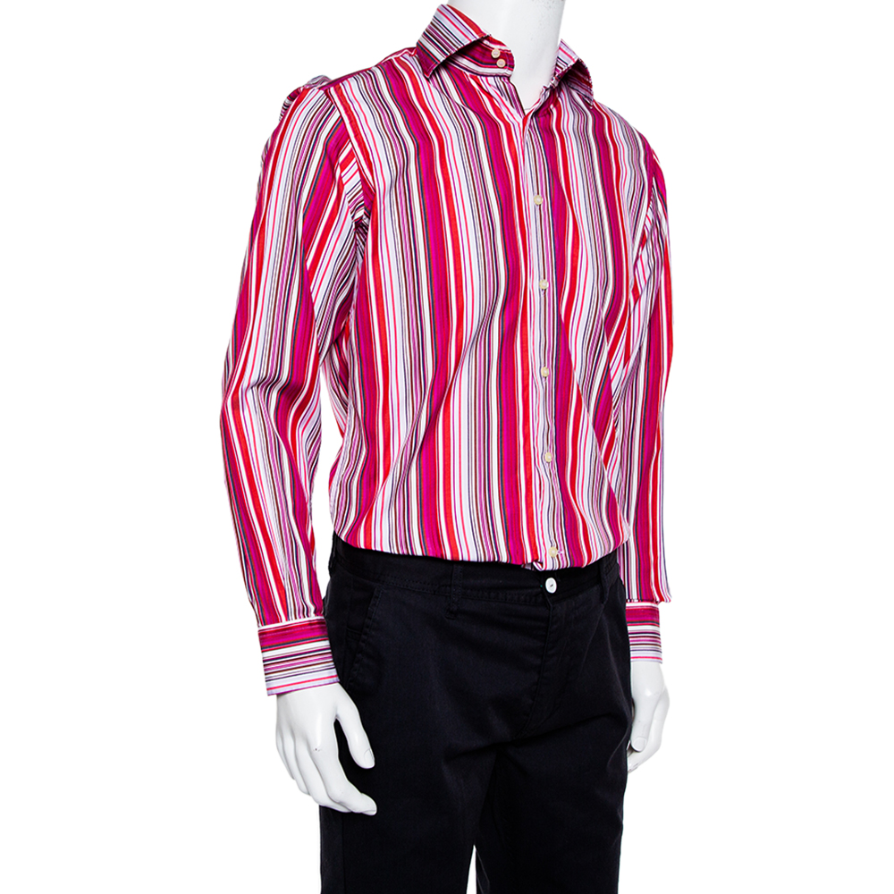 

Etro Pink Striped Cotton Button Front Shirt