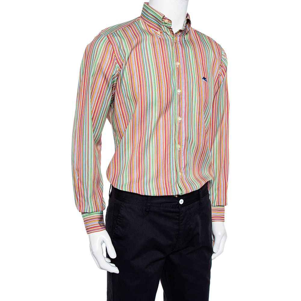 

Etro Multicolor Striped Cotton Button Front Shirt