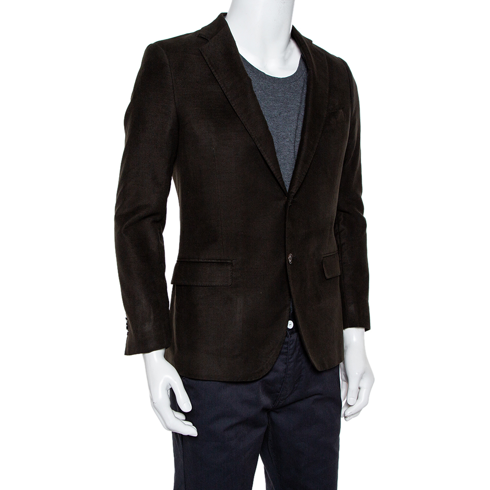 

Etro Forest Green Mohair Wool Button Front Blazer