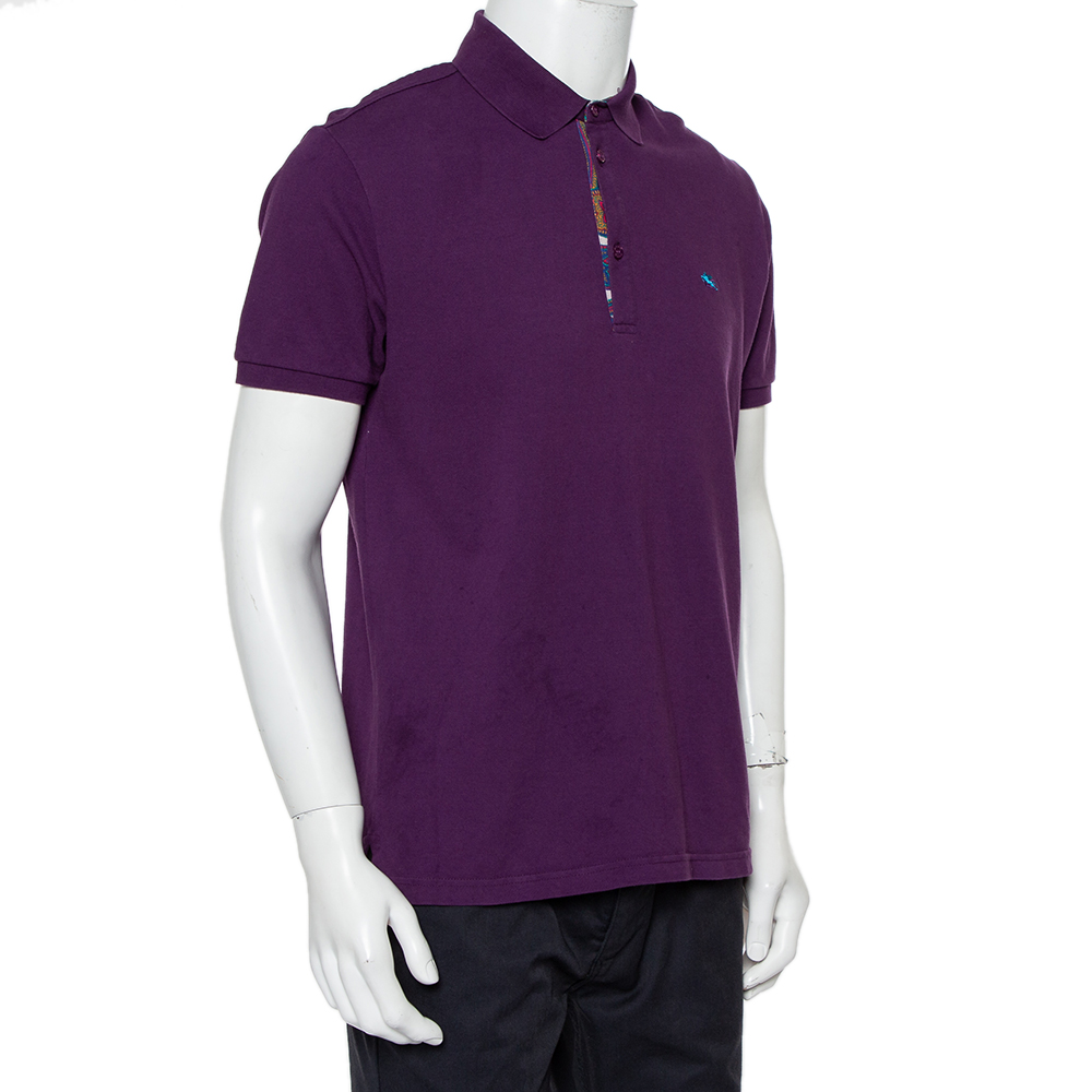 

Etro Purple Cotton Pique Polo T-Shirt