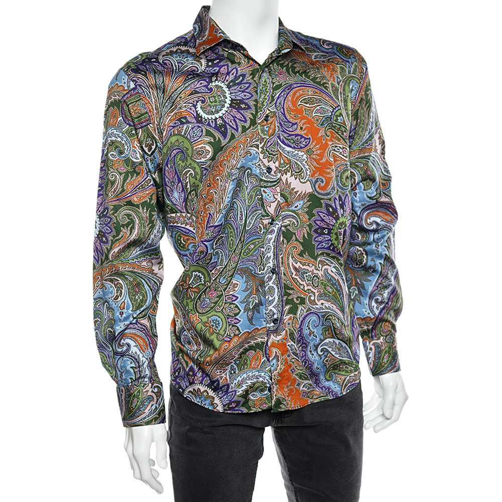 

Etro Multicolored Paisley Print Cotton Button Front Shirt, Multicolor